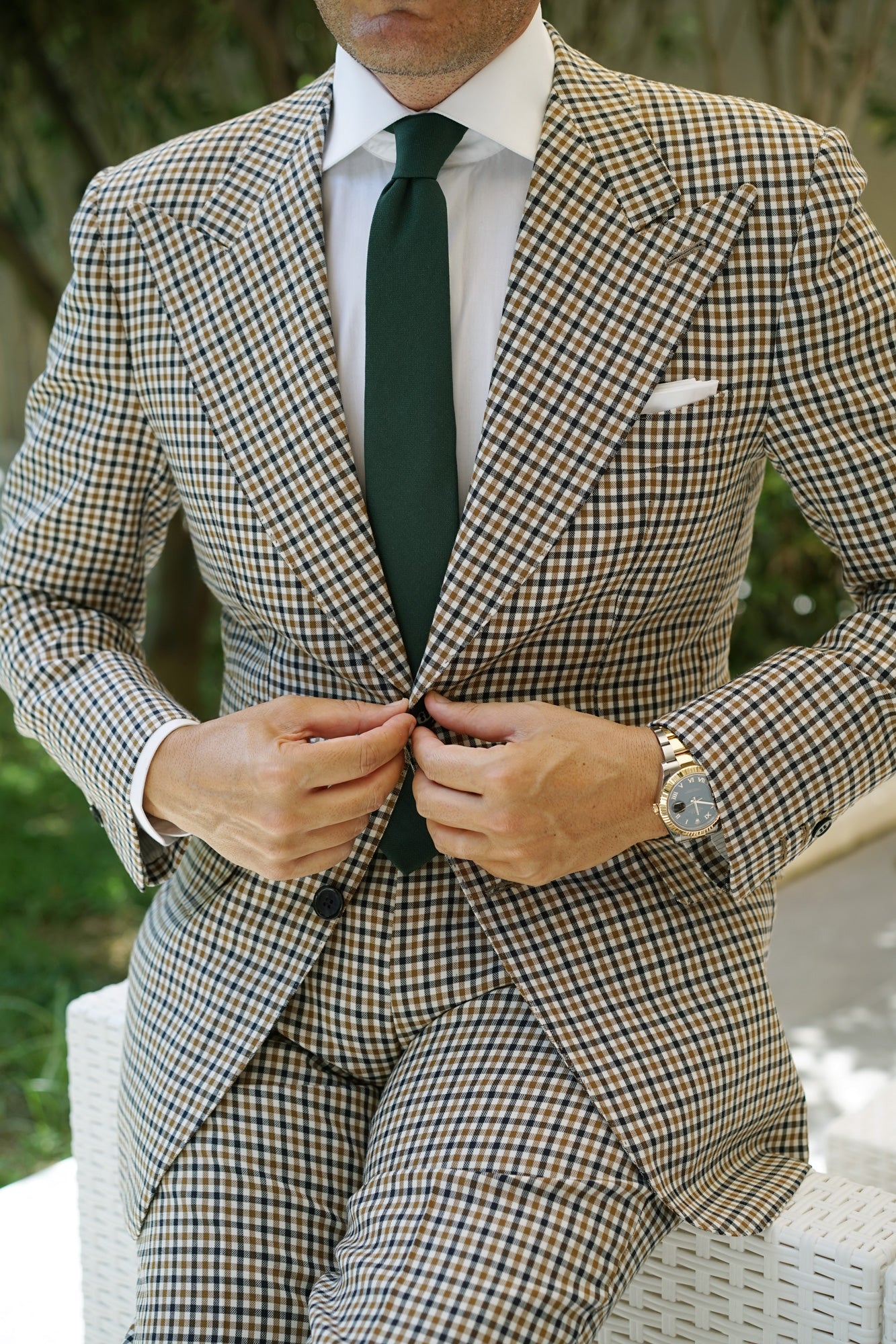 Dark Emerald Green Linen Skinny Tie