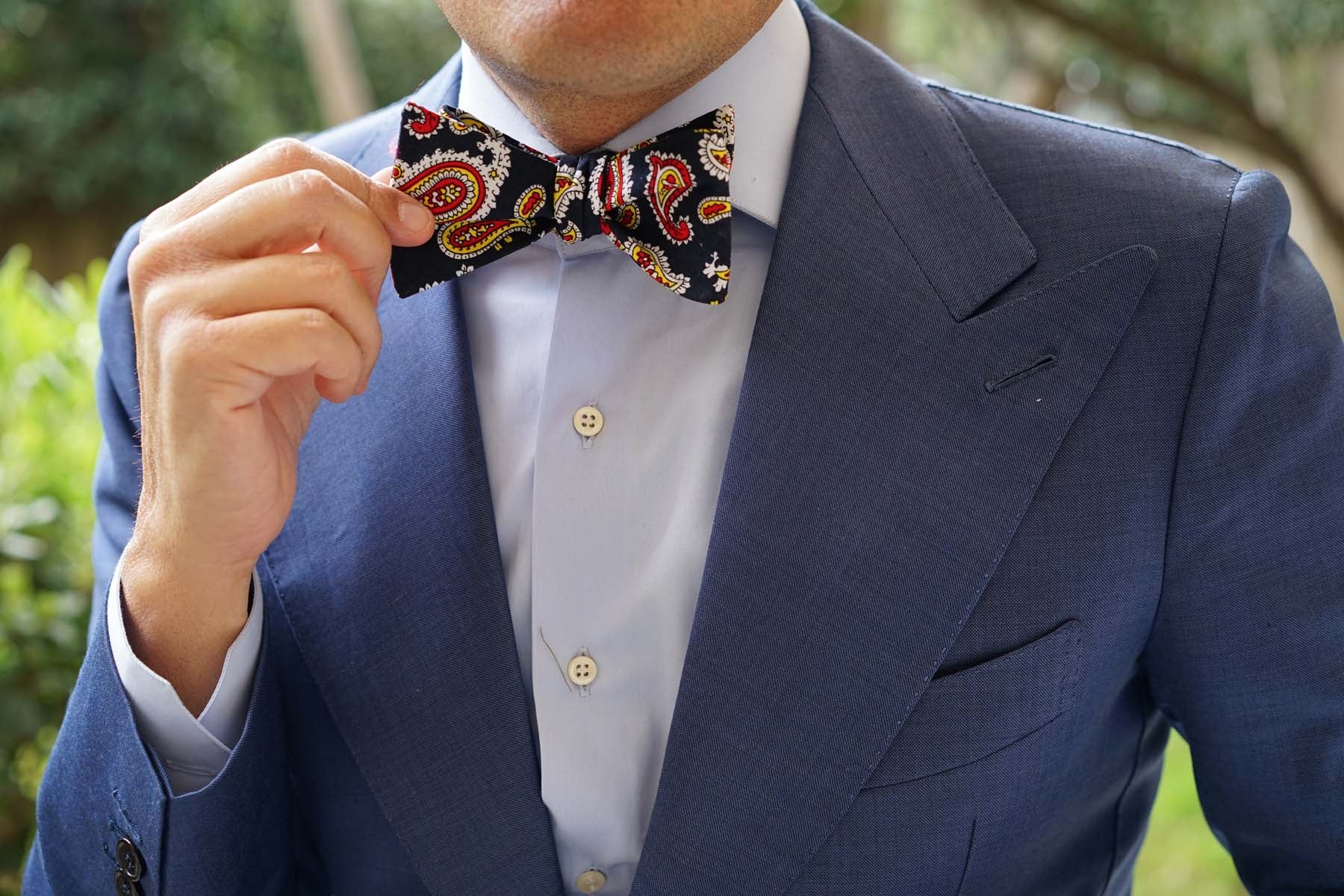 Vulcano Red & Yellow Paisley Self Bow Tie