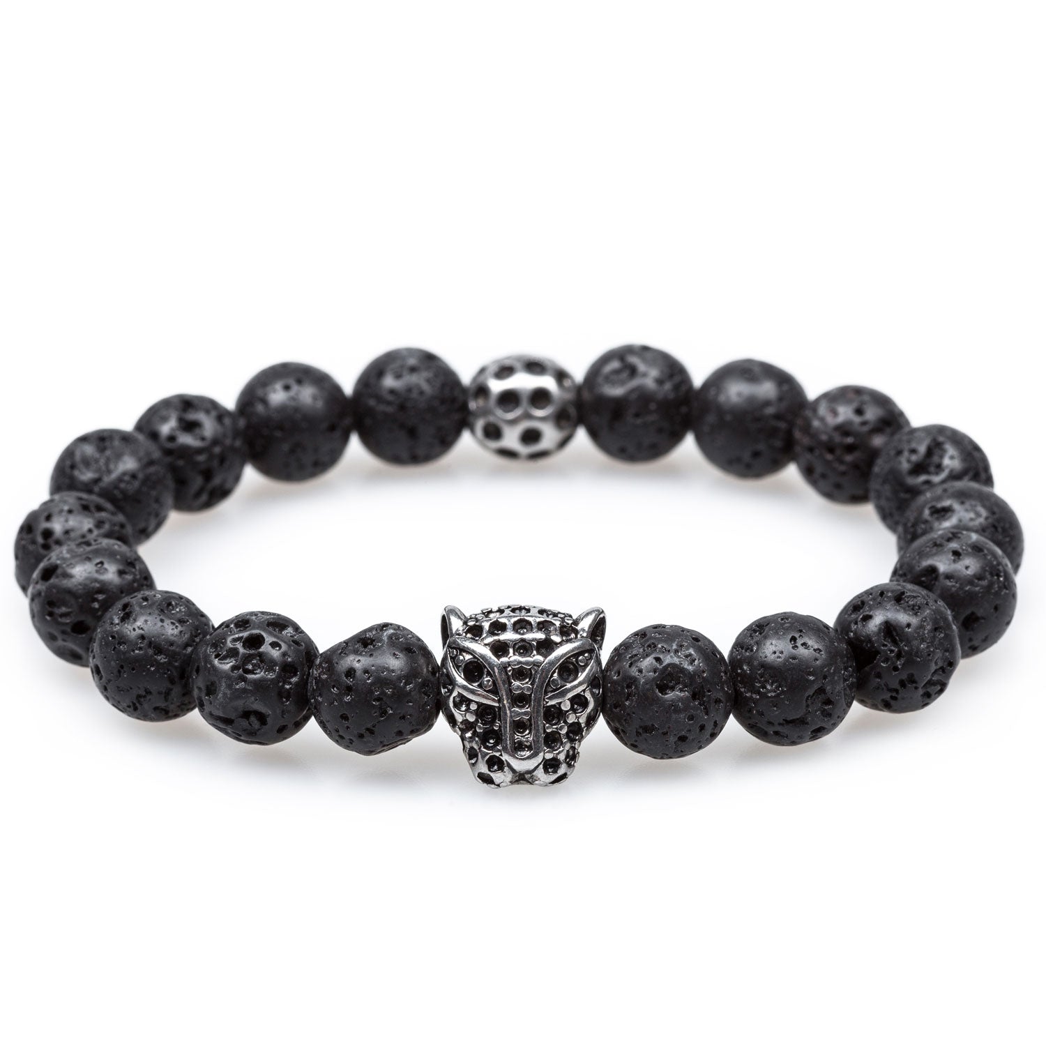 Mount Krakatoa Lava Stone Panther Bracelet