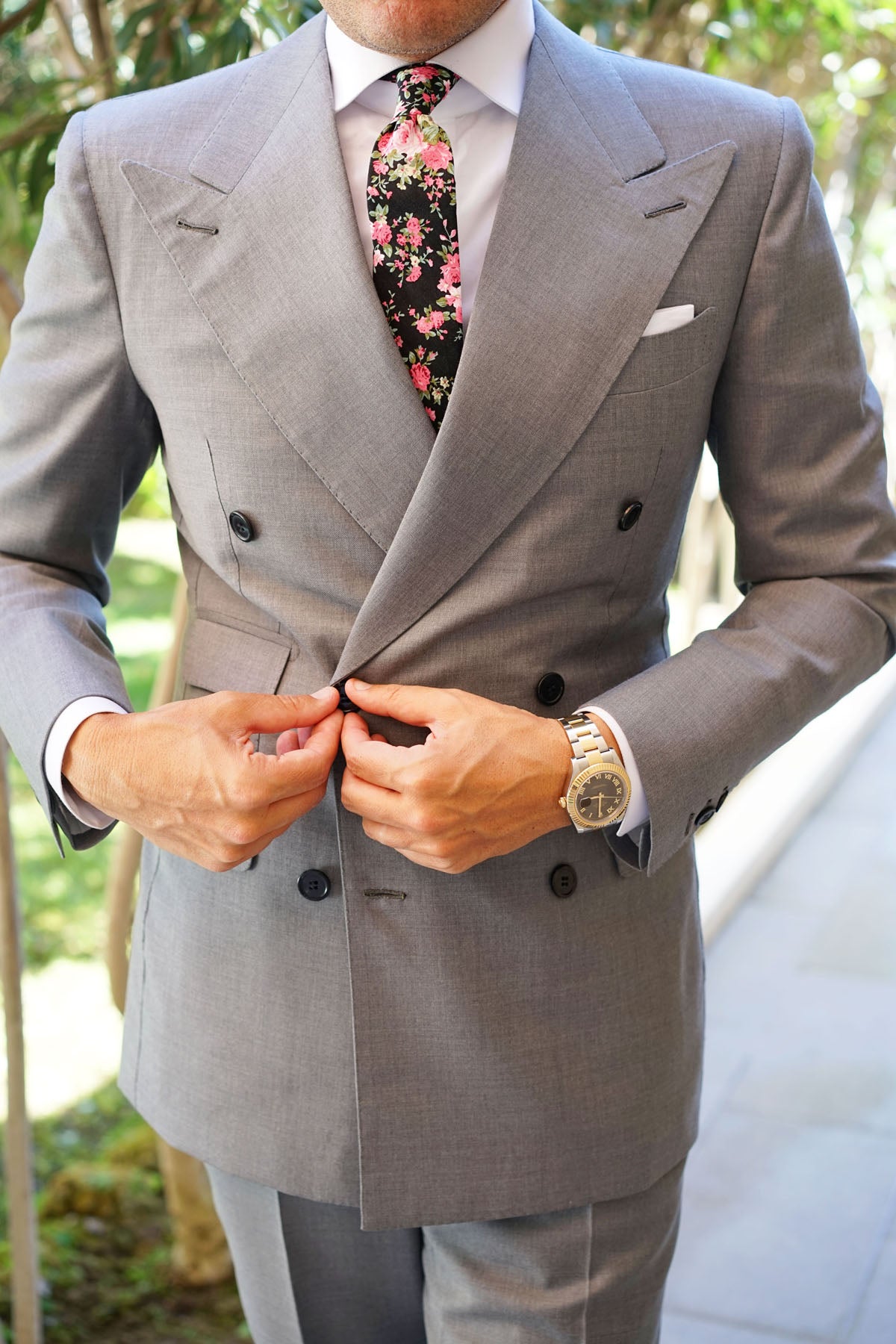 Carnation Floral Pink Skinny Tie