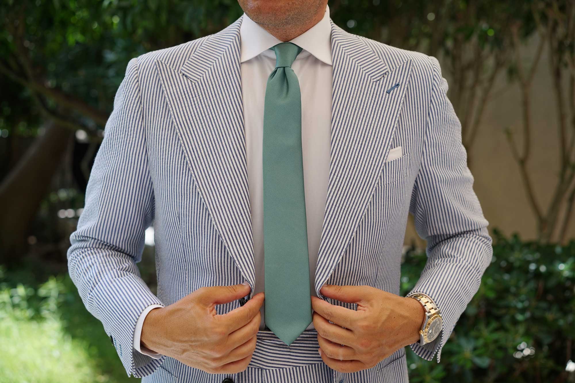 Viridian Green Twill Skinny Tie