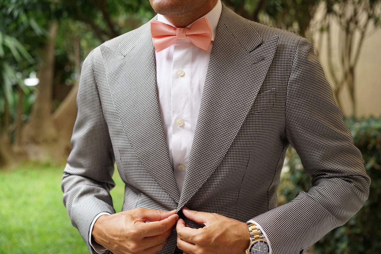 Bellini Peach Weave Bow Tie