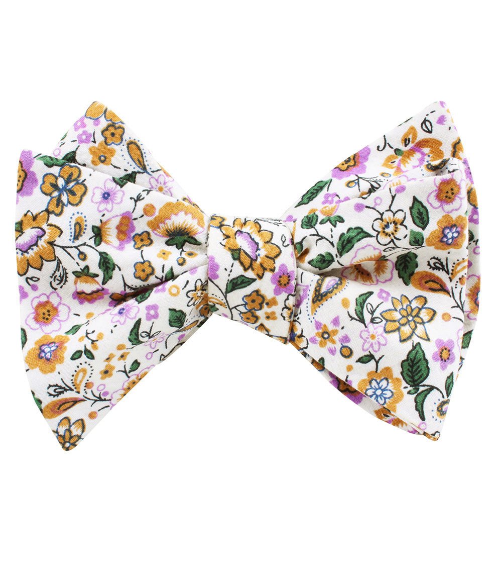 Diamond White Liberty Floral Self Bow Tie