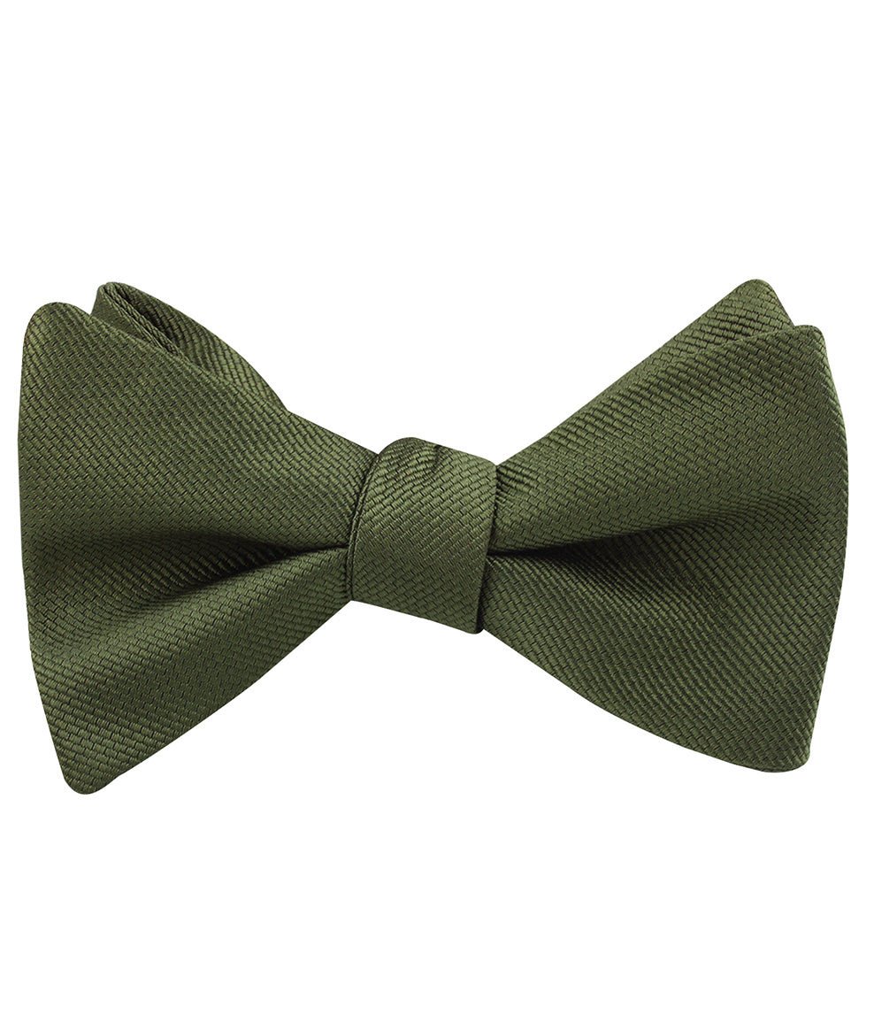 Dark Olive Green Weave Self Bow Tie