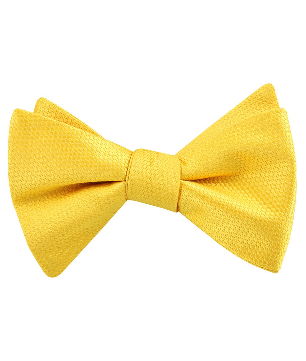 Sunflower Yellow Basket Weave Self Bow Tie