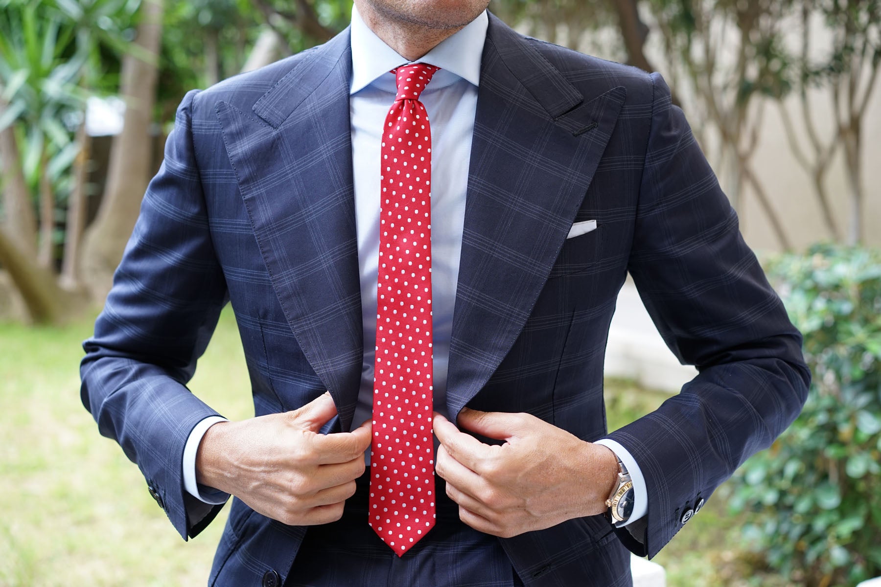 Royal Red Polka Dots Skinny Tie