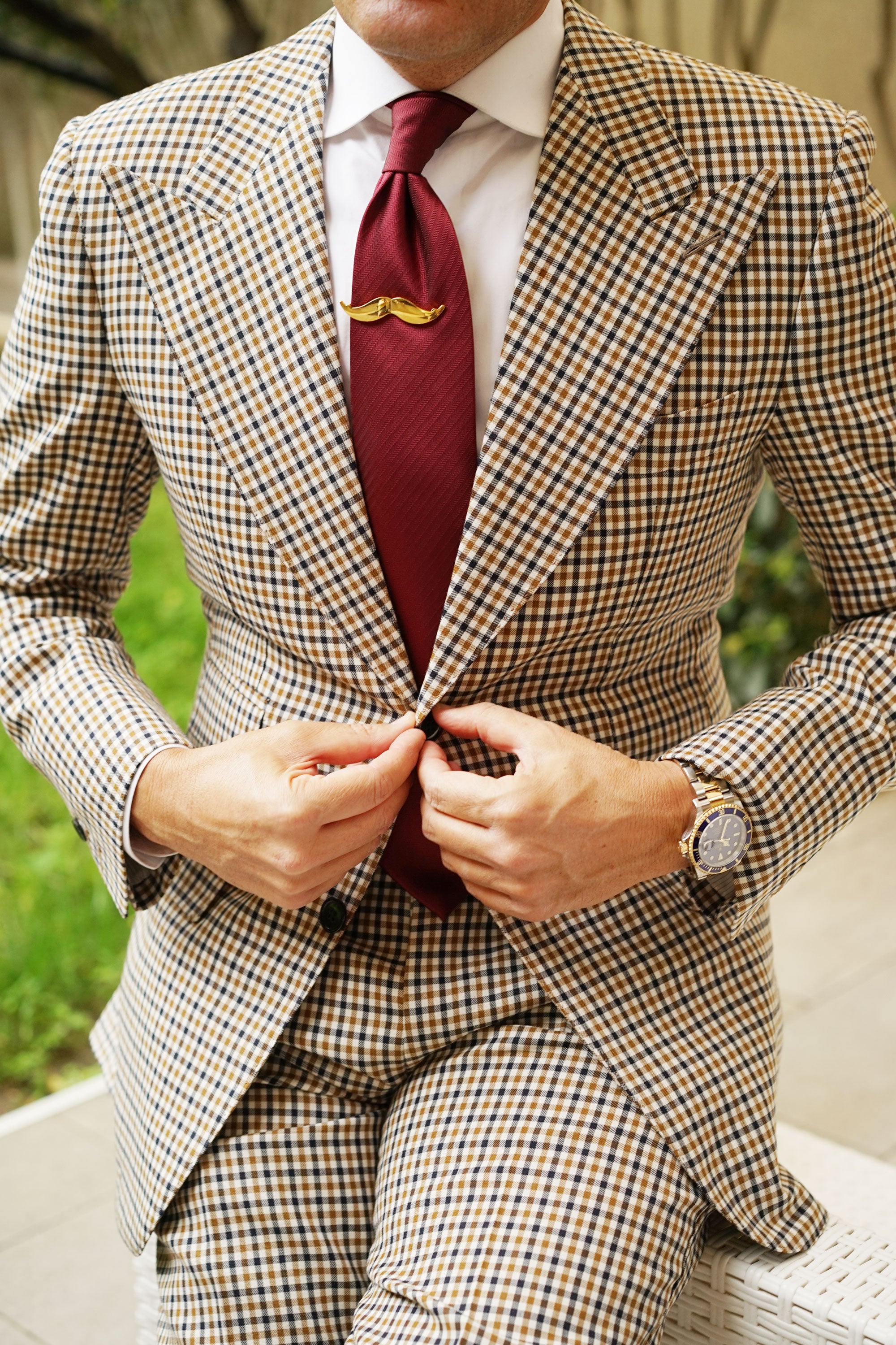 Gold Moustache Tie Bar