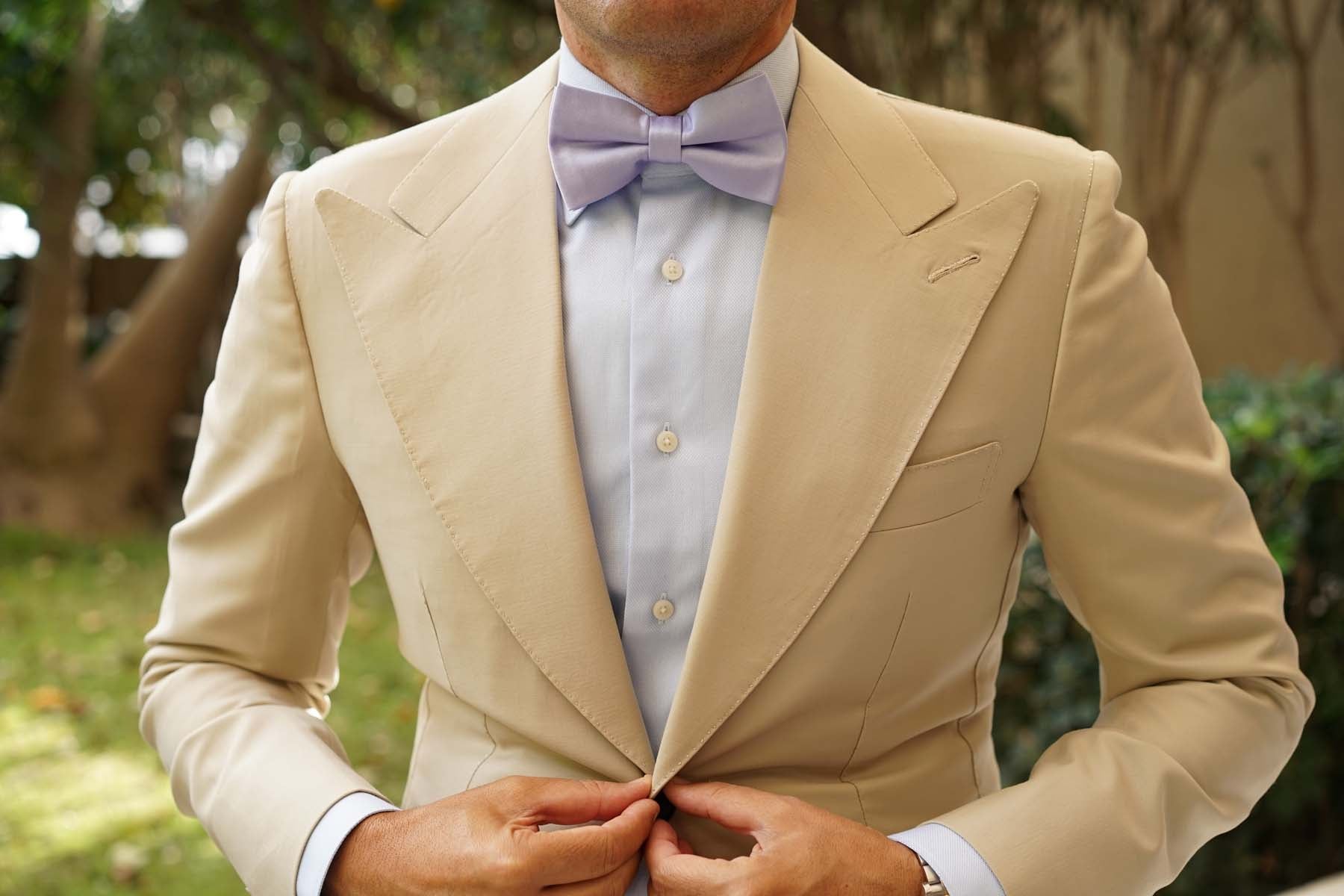 Lavender Purple Satin Bow Tie