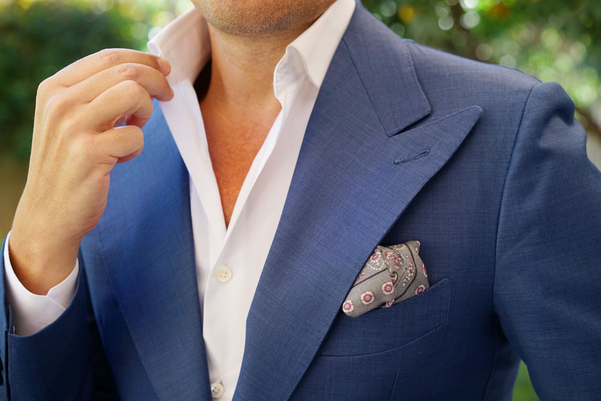 The British Bulldog Grey Wool Pocket Square