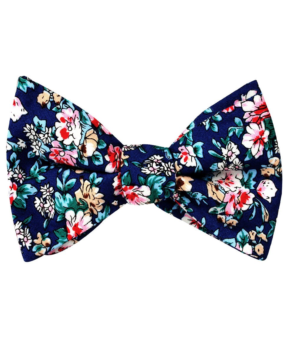 Cancún Blue Floral Self Bow Tie