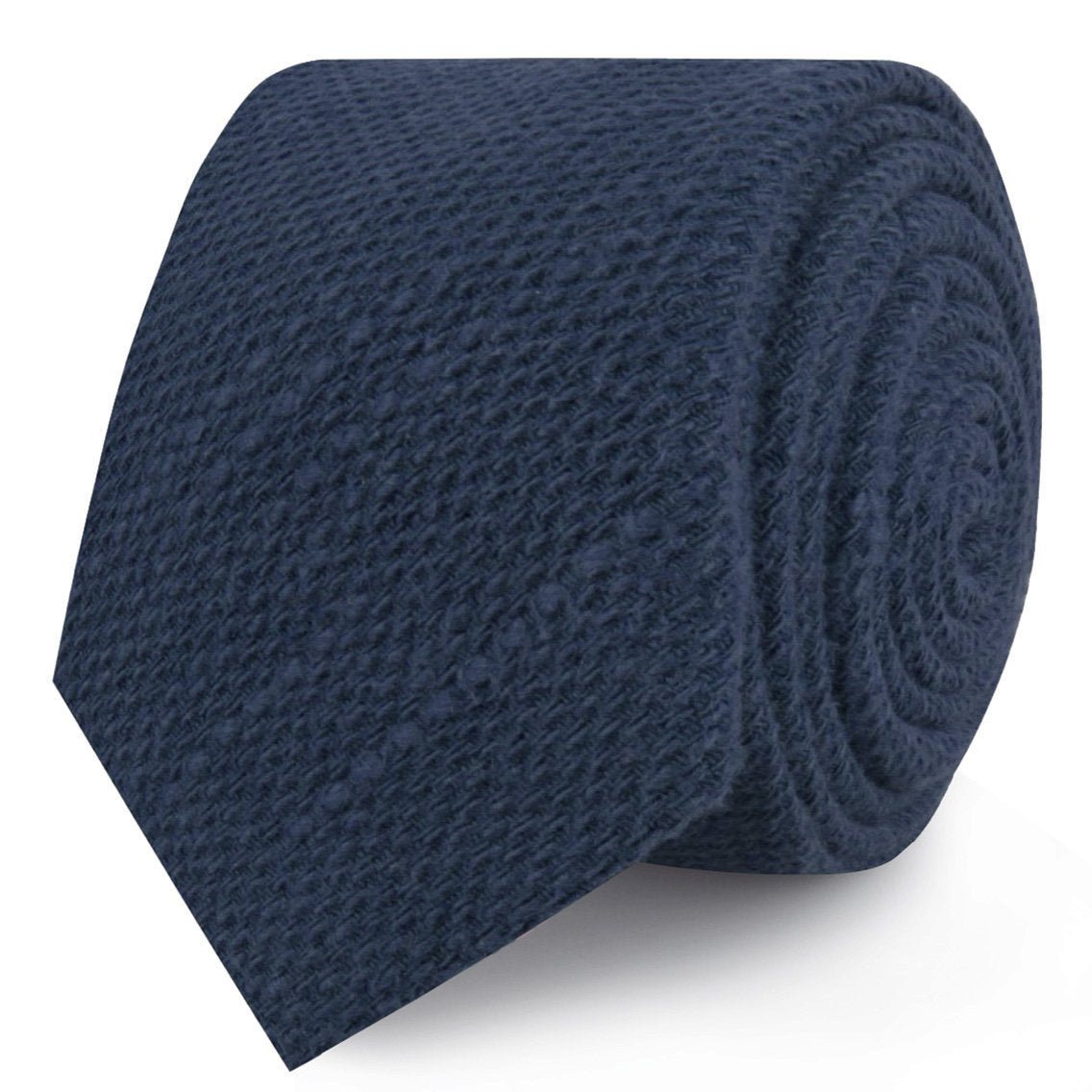 Marine Navy Blue Linen Skinny Tie