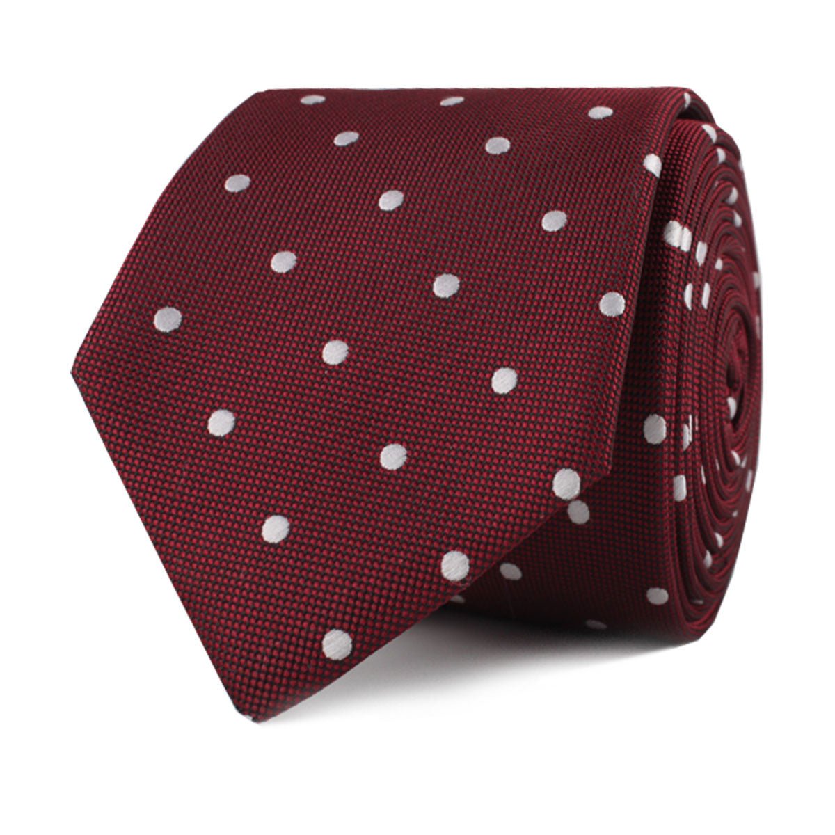 Mahogany Maroon with White Polka Dots Skinny Tie