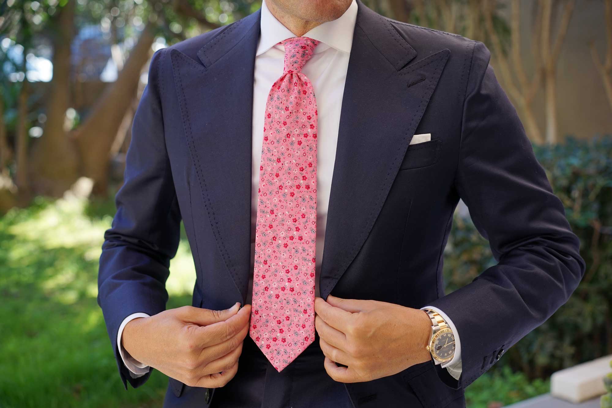 Flamenco Pink Floral Necktie