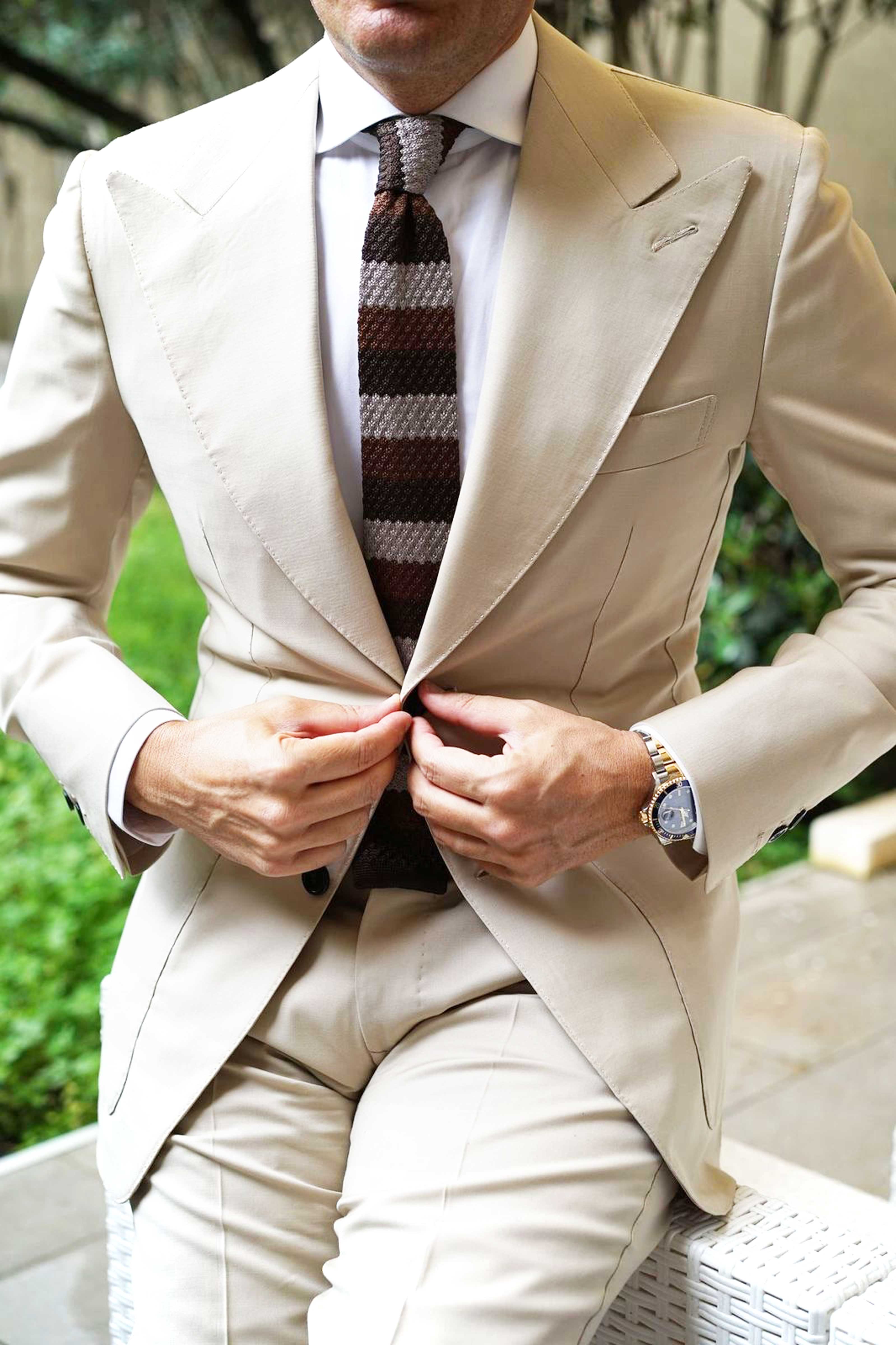 Three Shades of Brown Knitted Tie