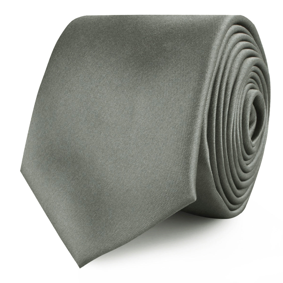 Soft Charcoal Crisp Satin Skinny Tie