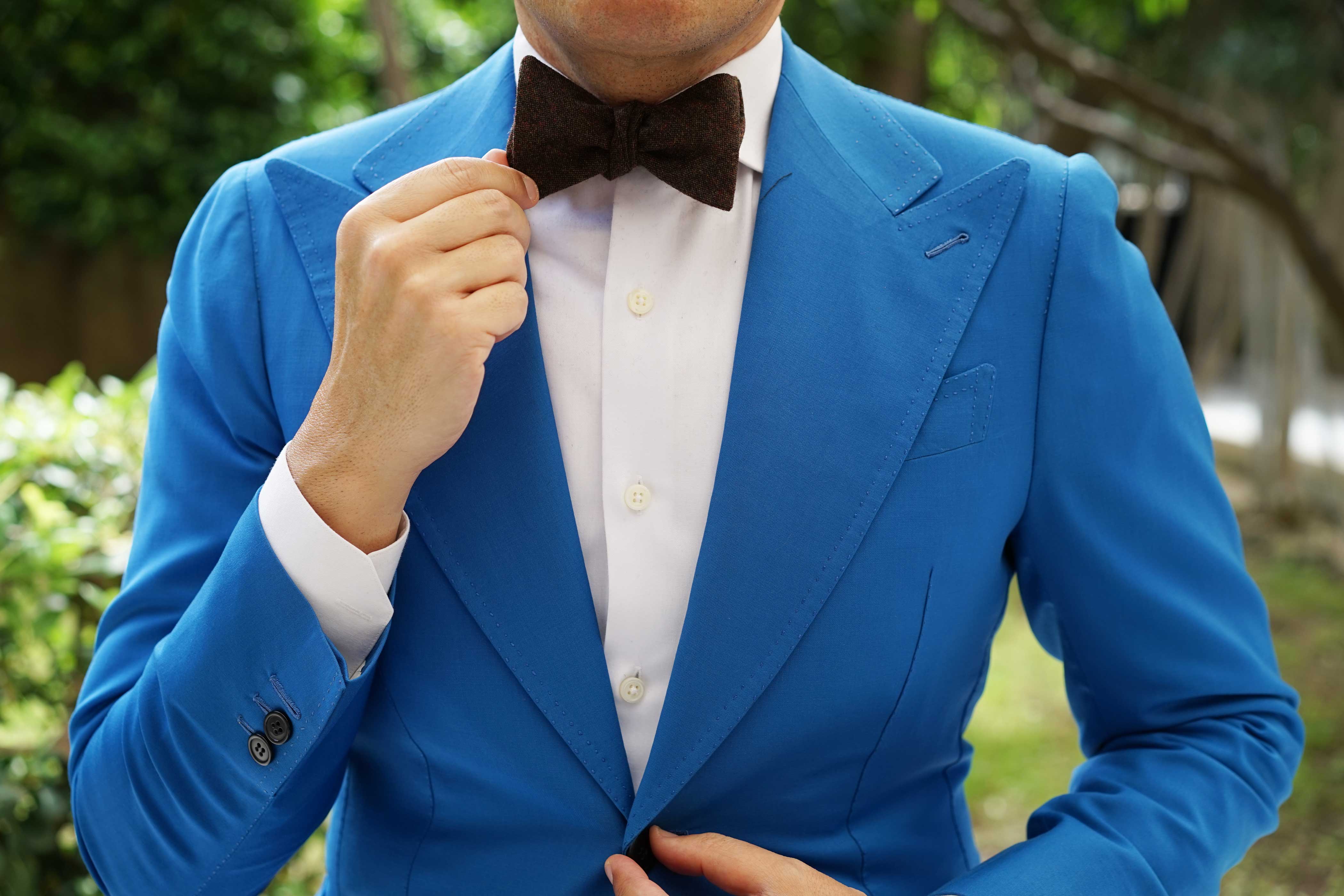 Brown Columbia Wool Self Bow Tie