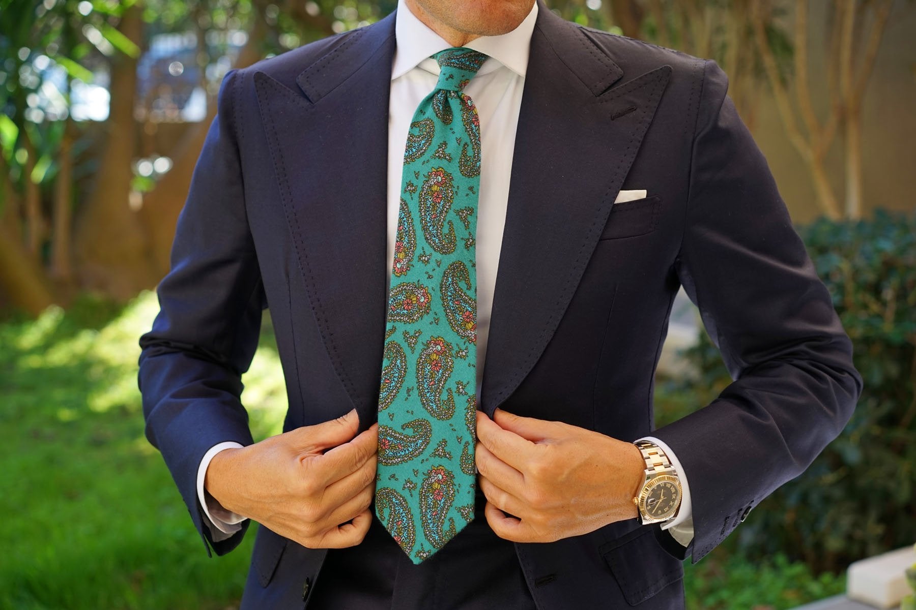 Amer Fort Teal Paisley Necktie