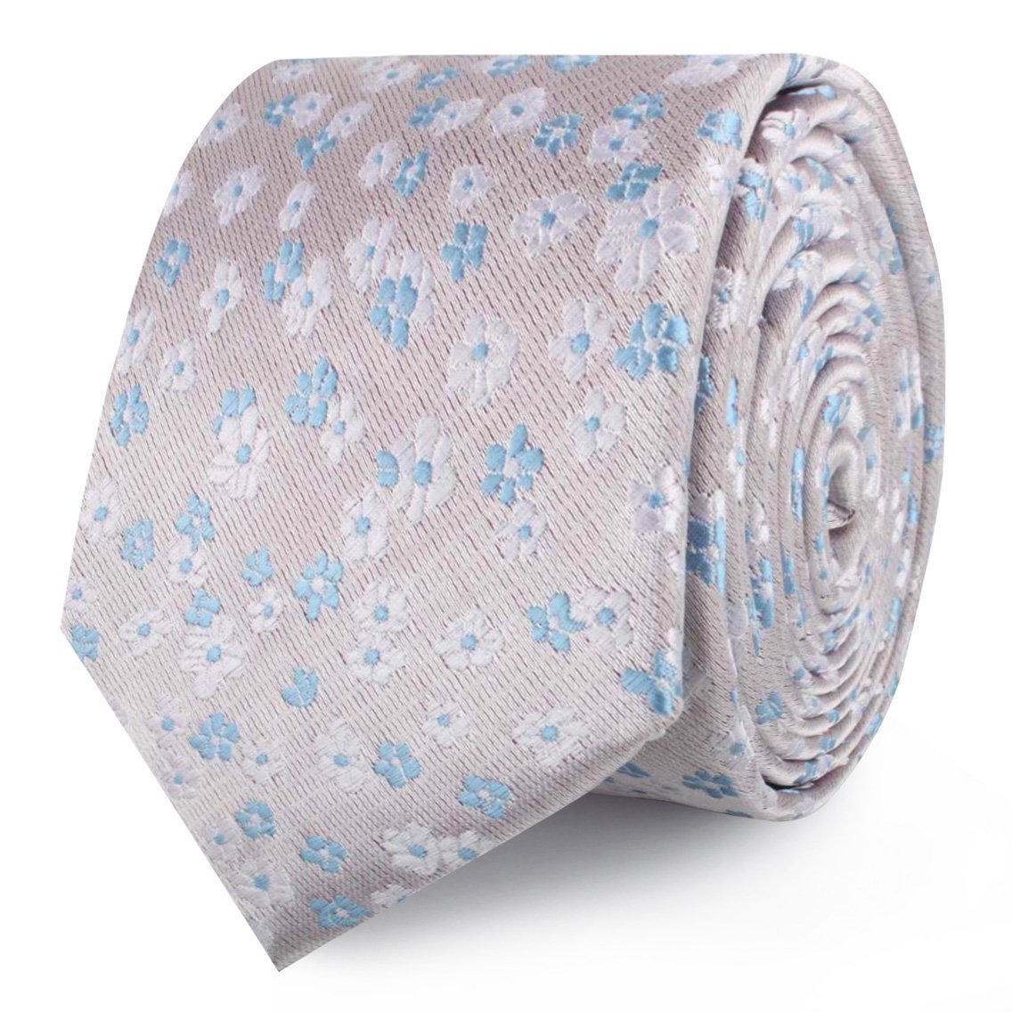 Miharashi Seaside Blue and White Floral Skinny Tie