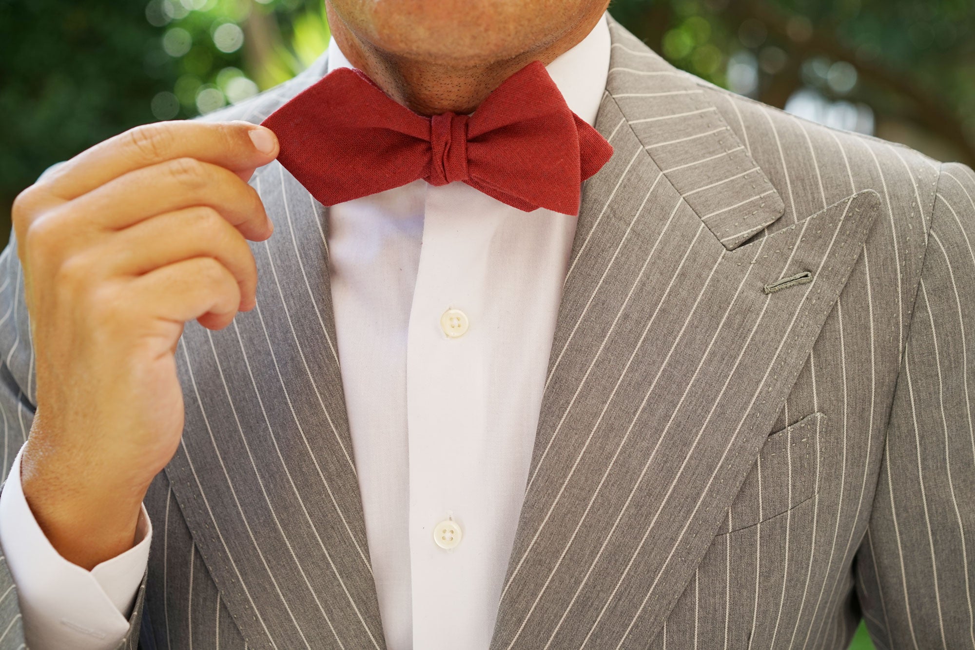 Maroon Slub Linen Self Tie Diamond Bow Tie