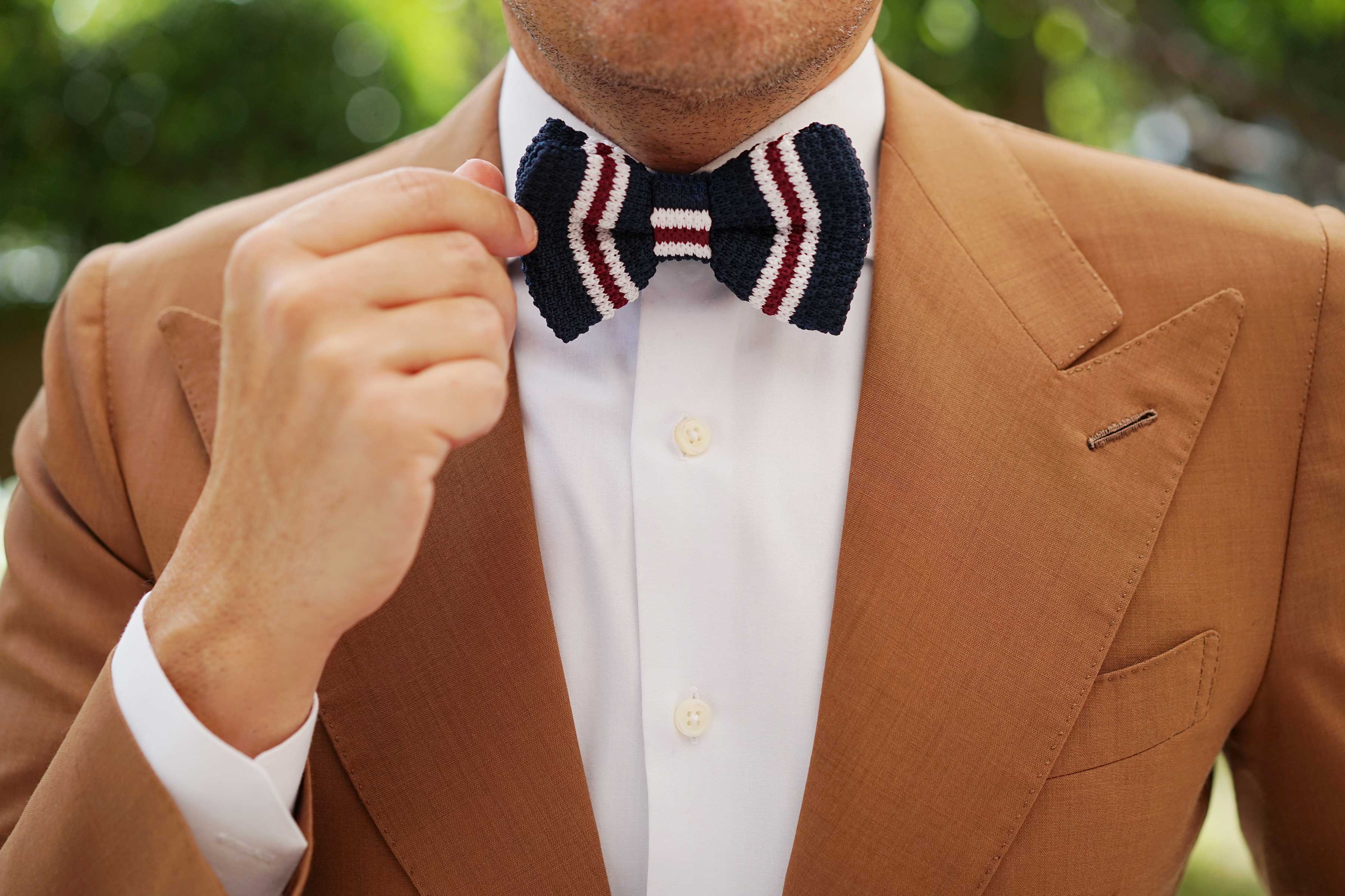 Dark American Navy Blue Knitted Bow Tie