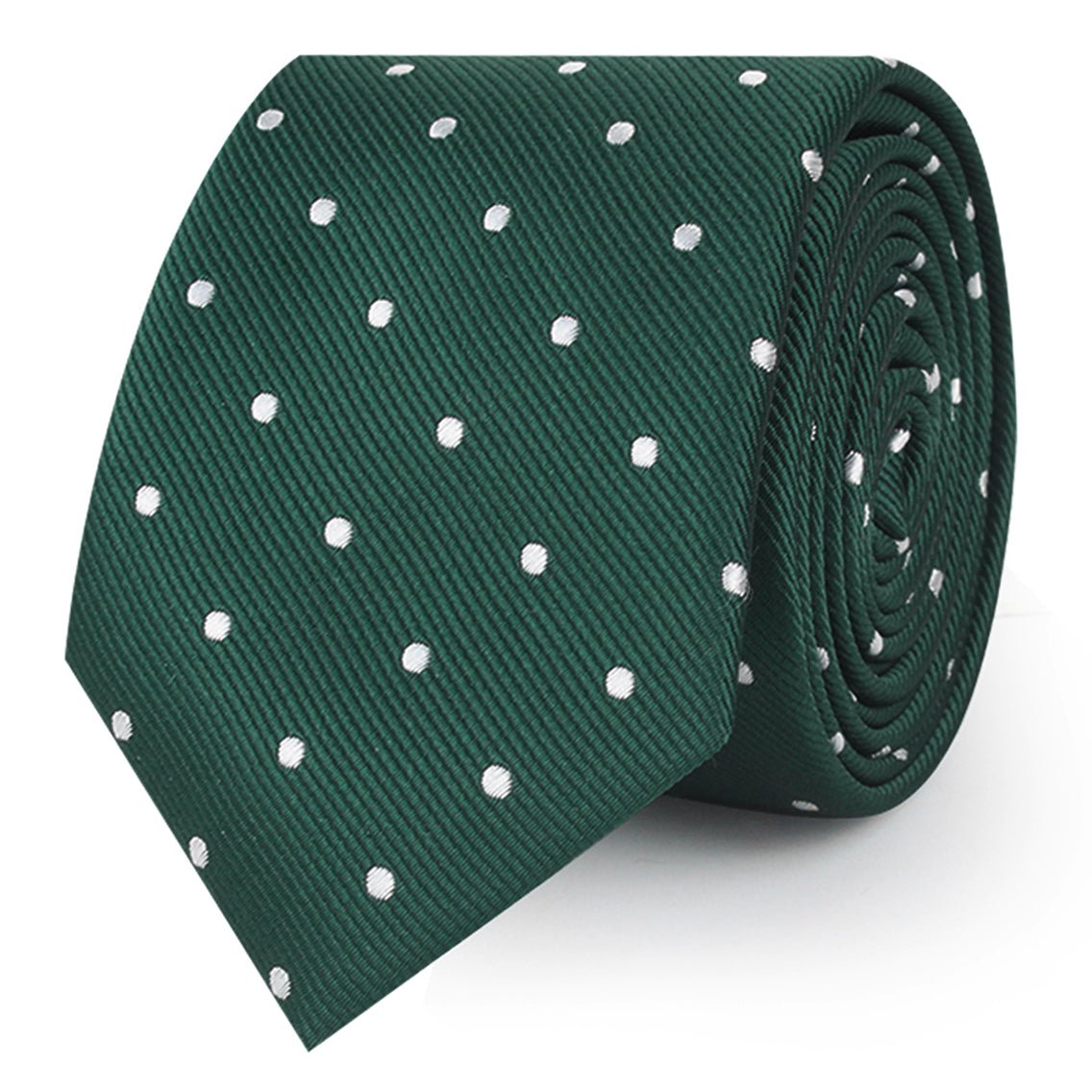 Forest Green Polka Dots Skinny Tie