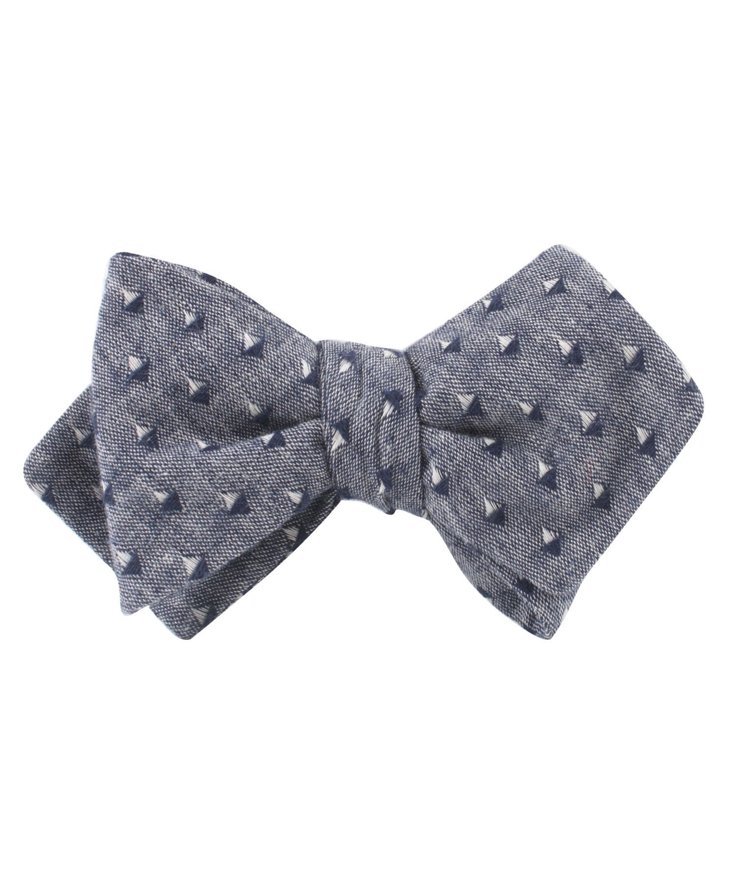 Inception Navy Linen Diamond Self Bow Tie