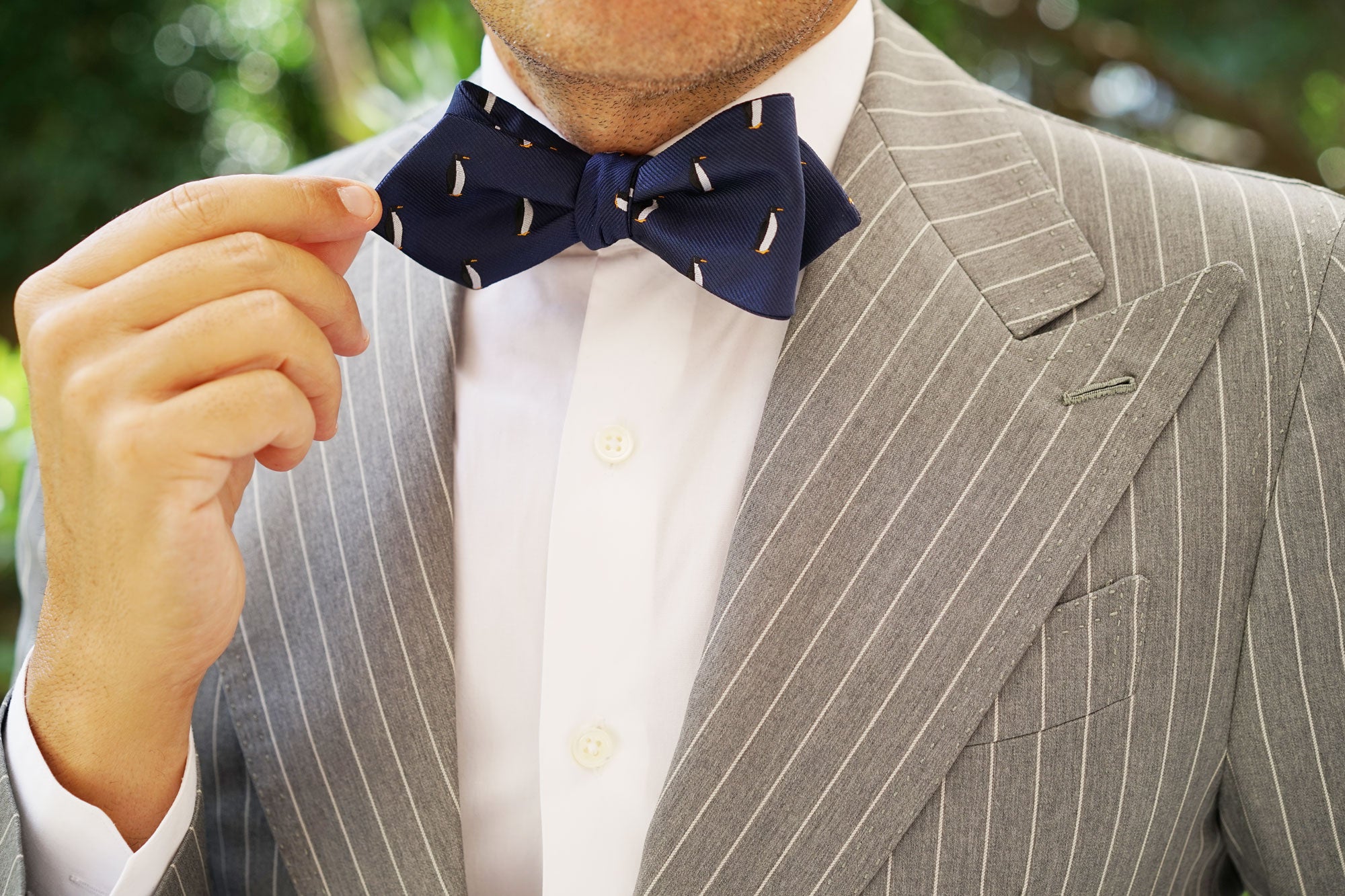 King Penguin Diamond Self Bow Tie