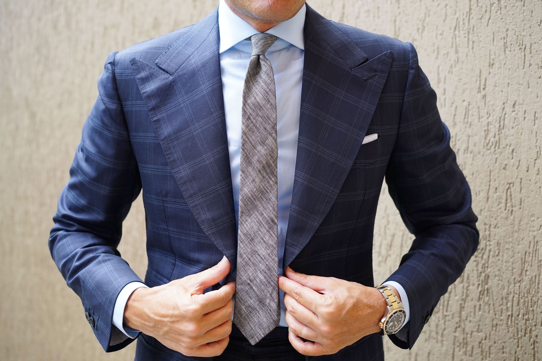 Black Linen Chambray Skinny Tie