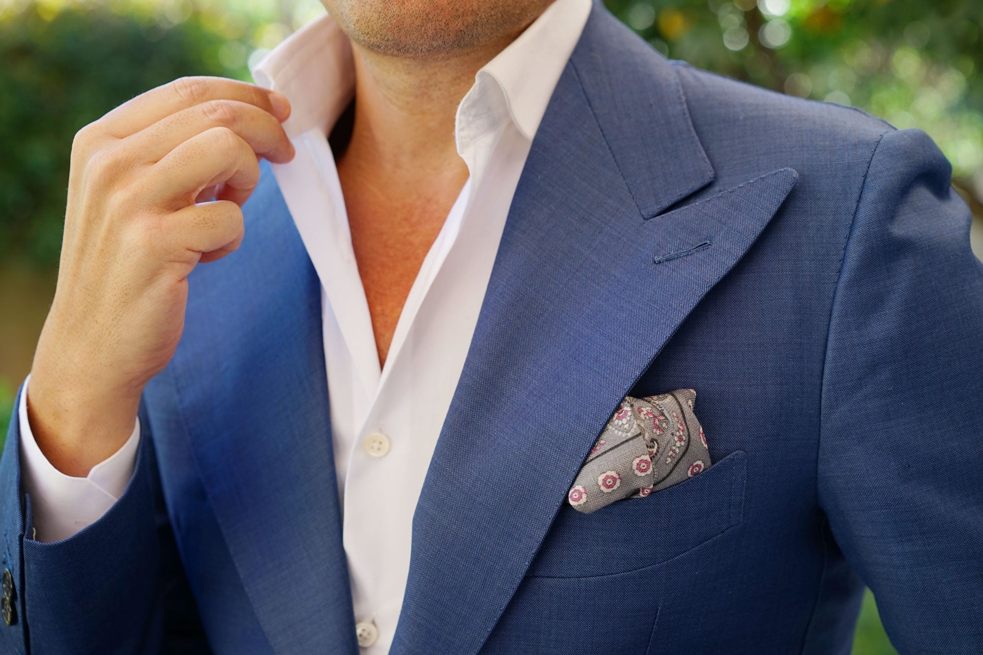 The British Bulldog Grey Wool Pocket Square