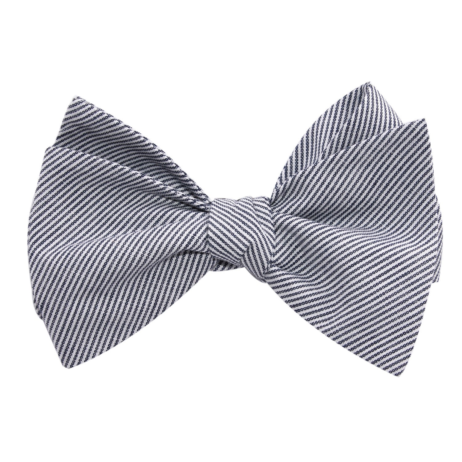 French Pinstripe Cotton Self Tie Bow Tie