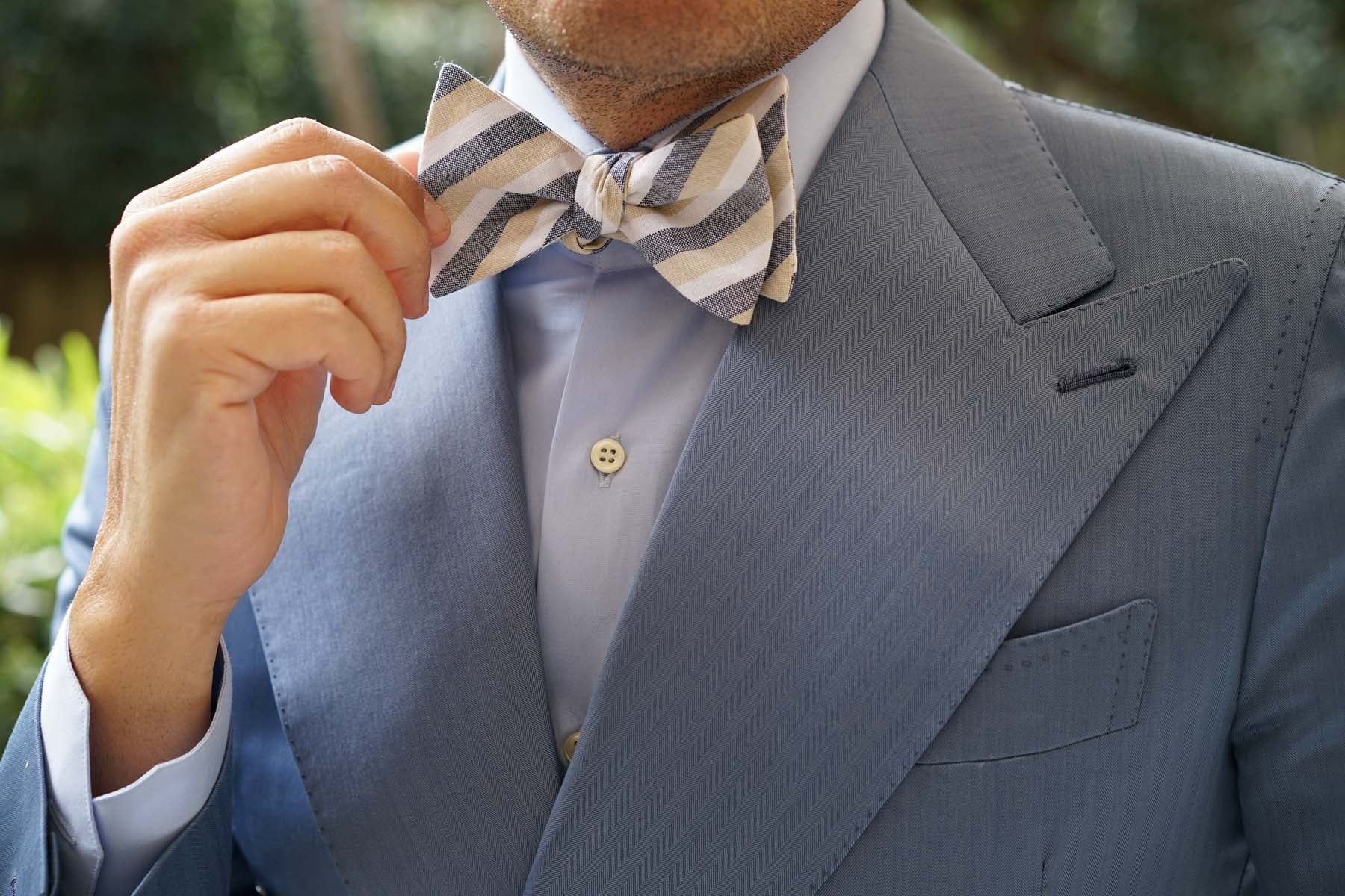 New York Striped Self Bow Tie