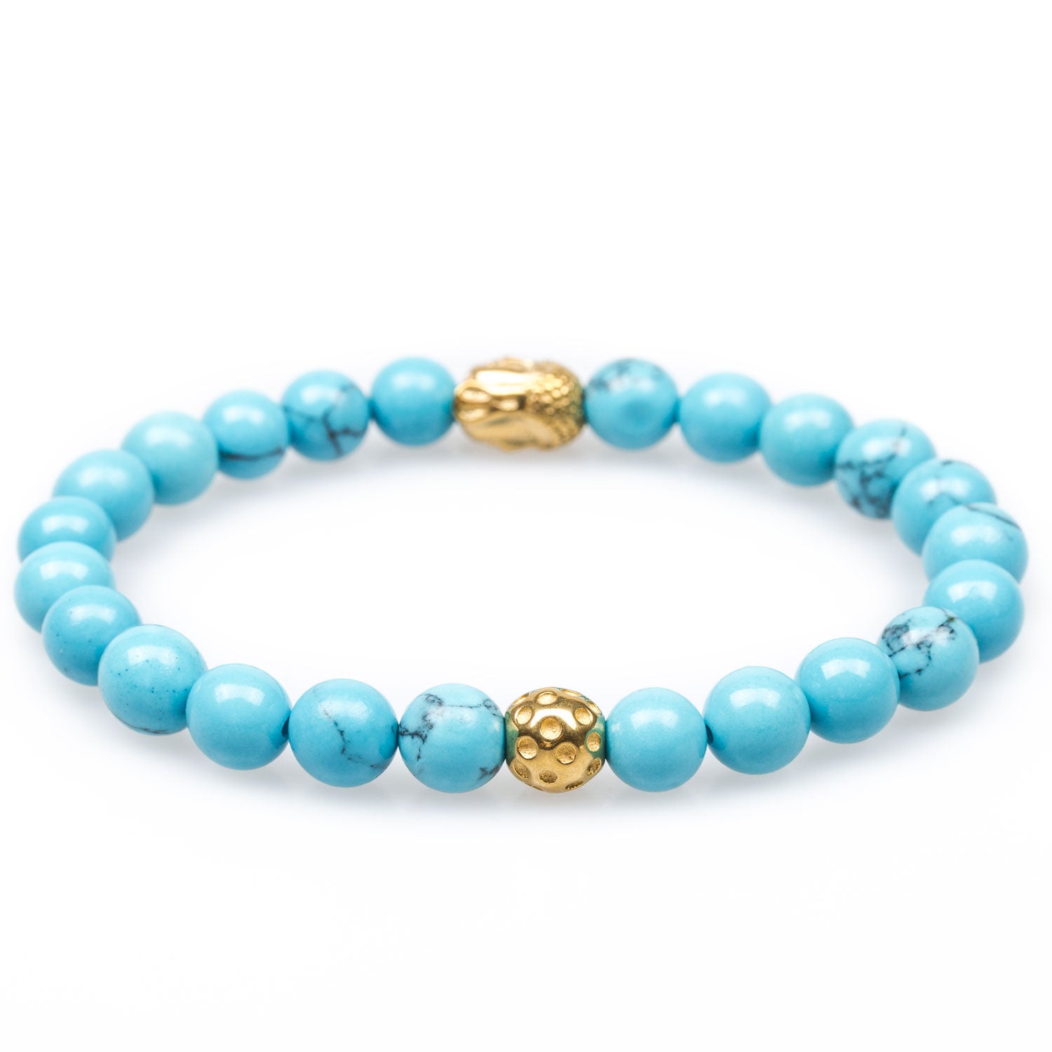 Ashoka Blue Turquoise Gold Buddha Bracelet