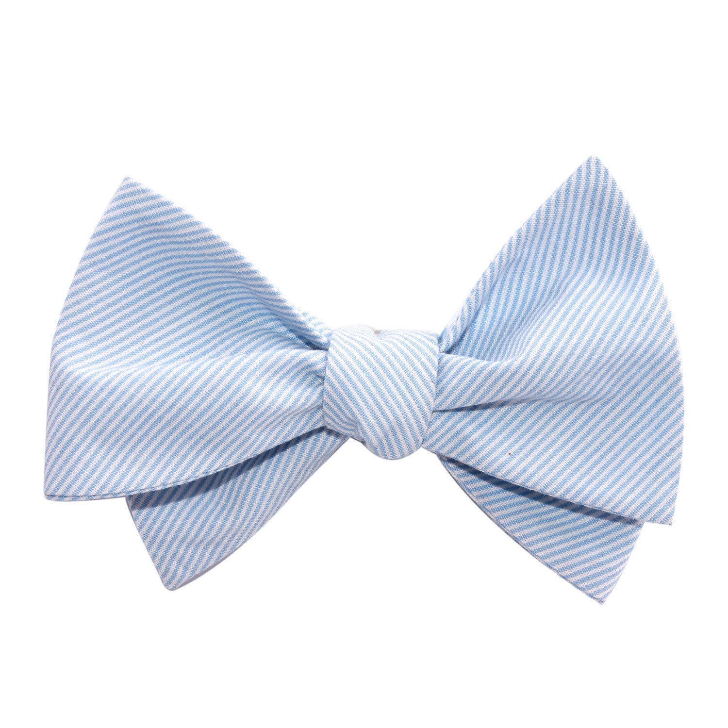 Light Blue and White Pinstripes Cotton Self Tie Bow Tie