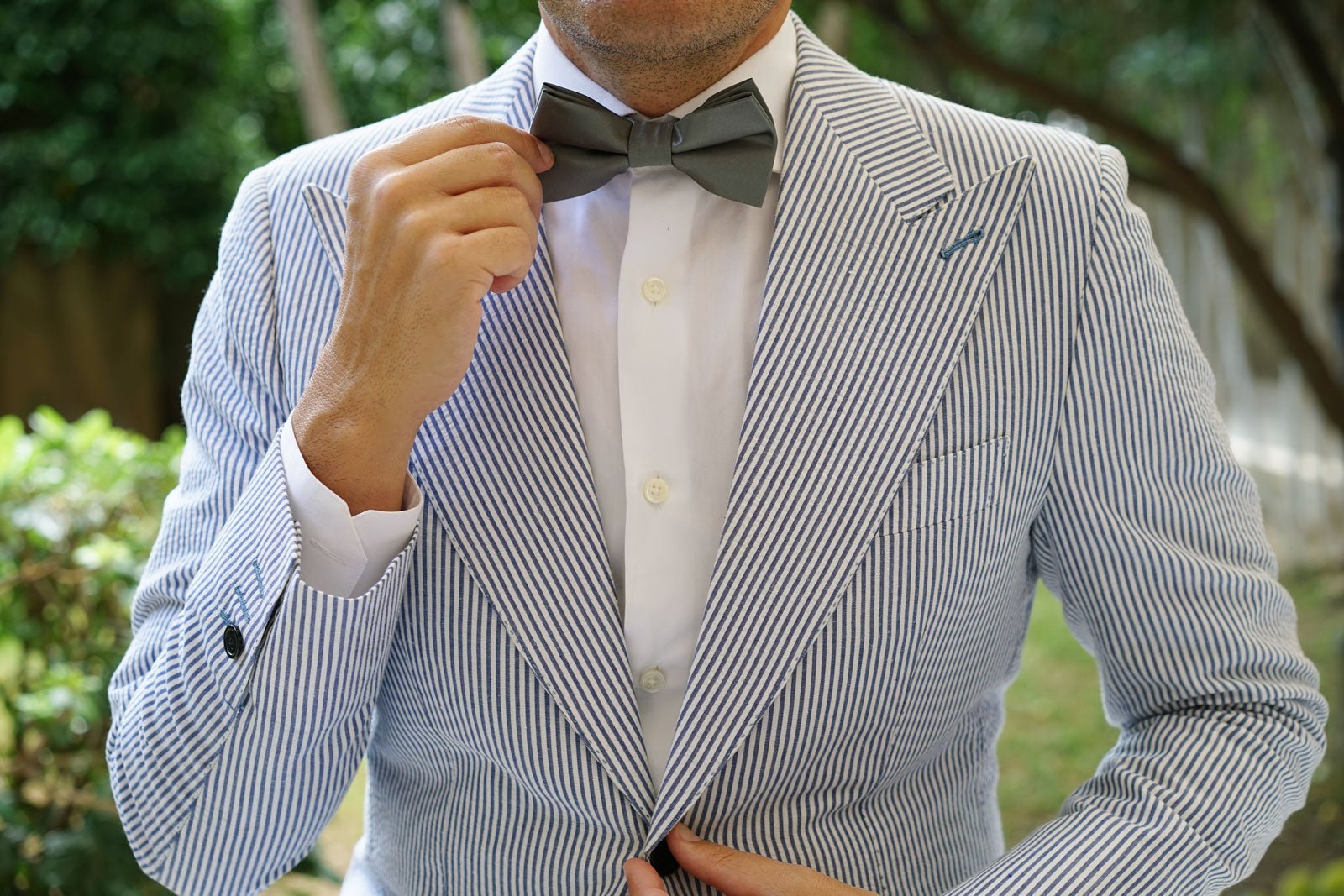 Soft Charcoal Crisp Satin Bow Tie