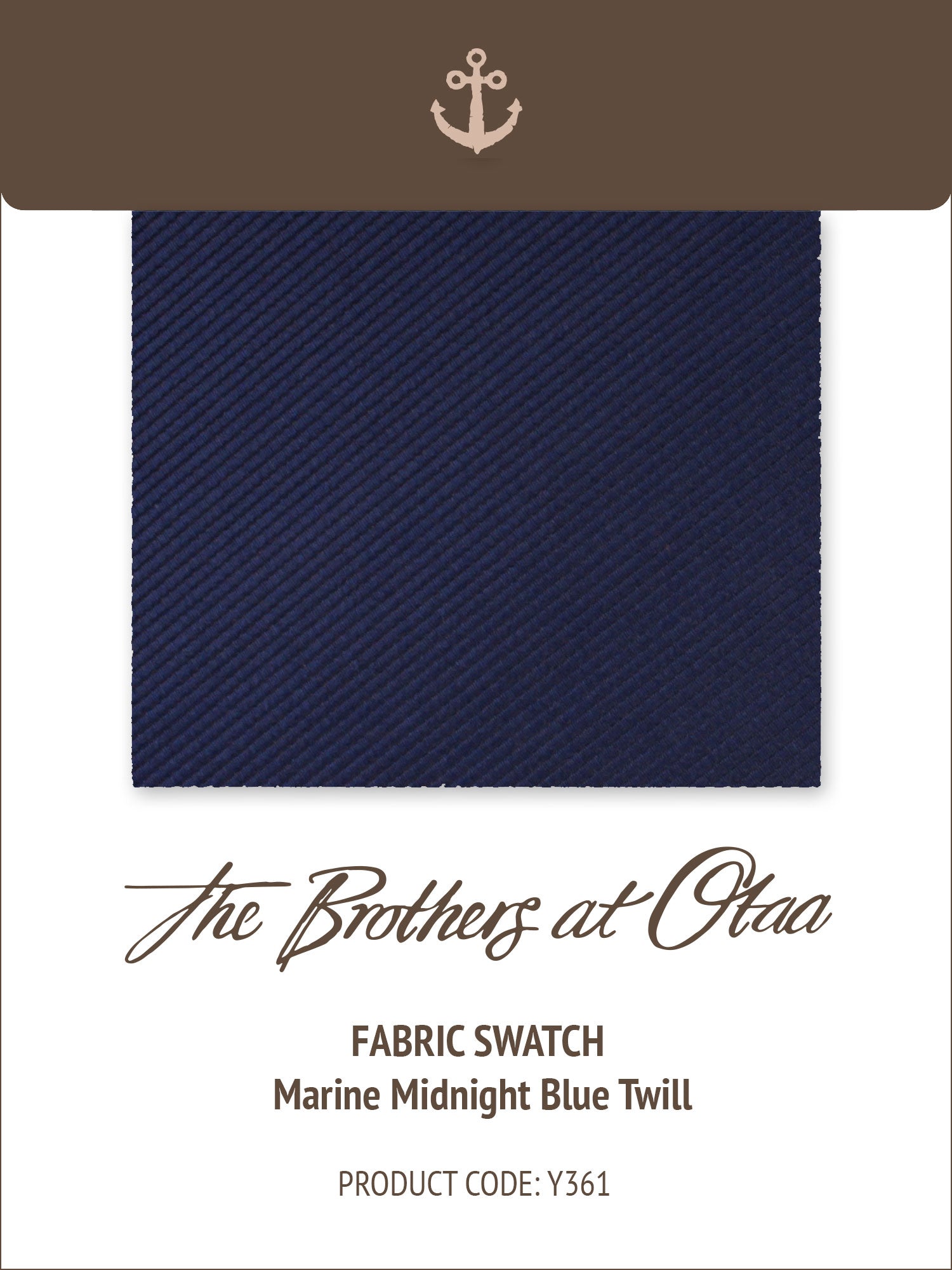 Fabric Swatch (Y361) - Marine Midnight Blue Twill