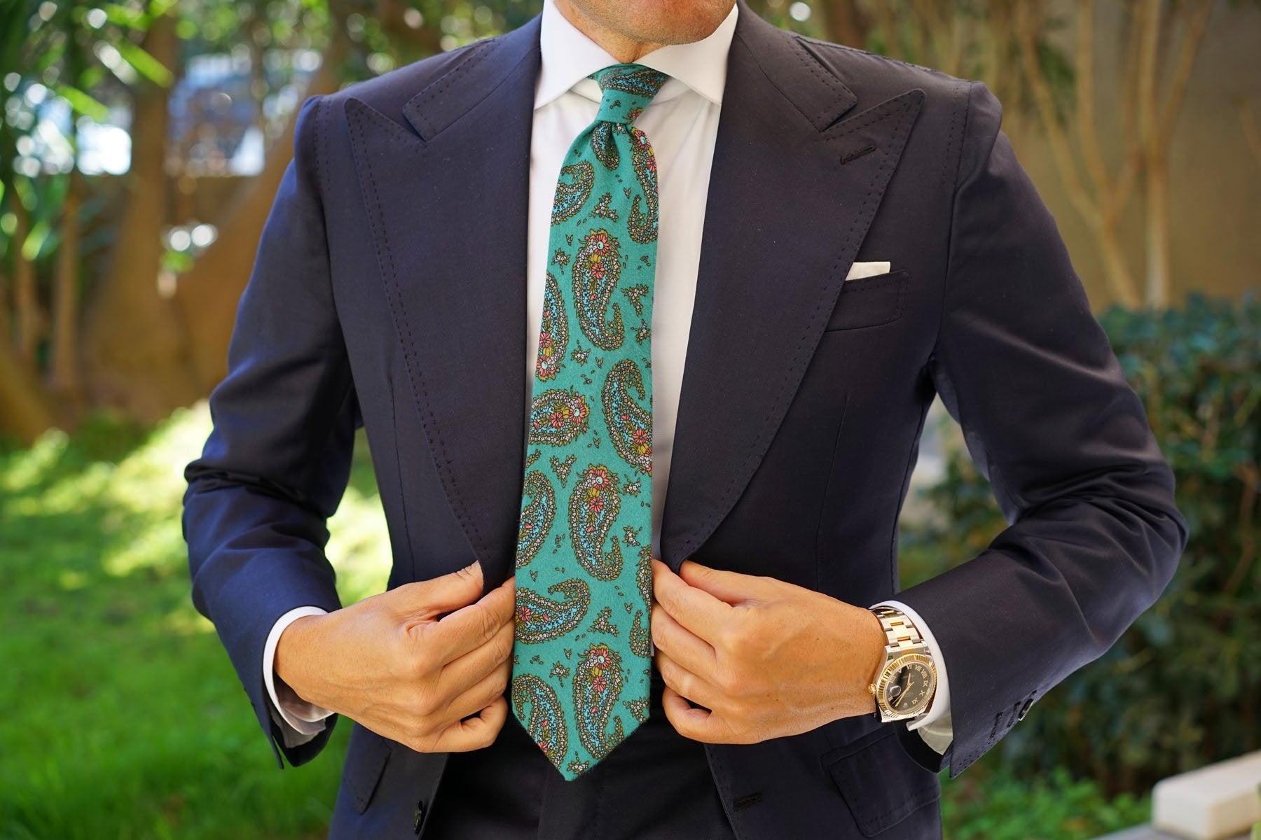 Amer Fort Teal Paisley Necktie