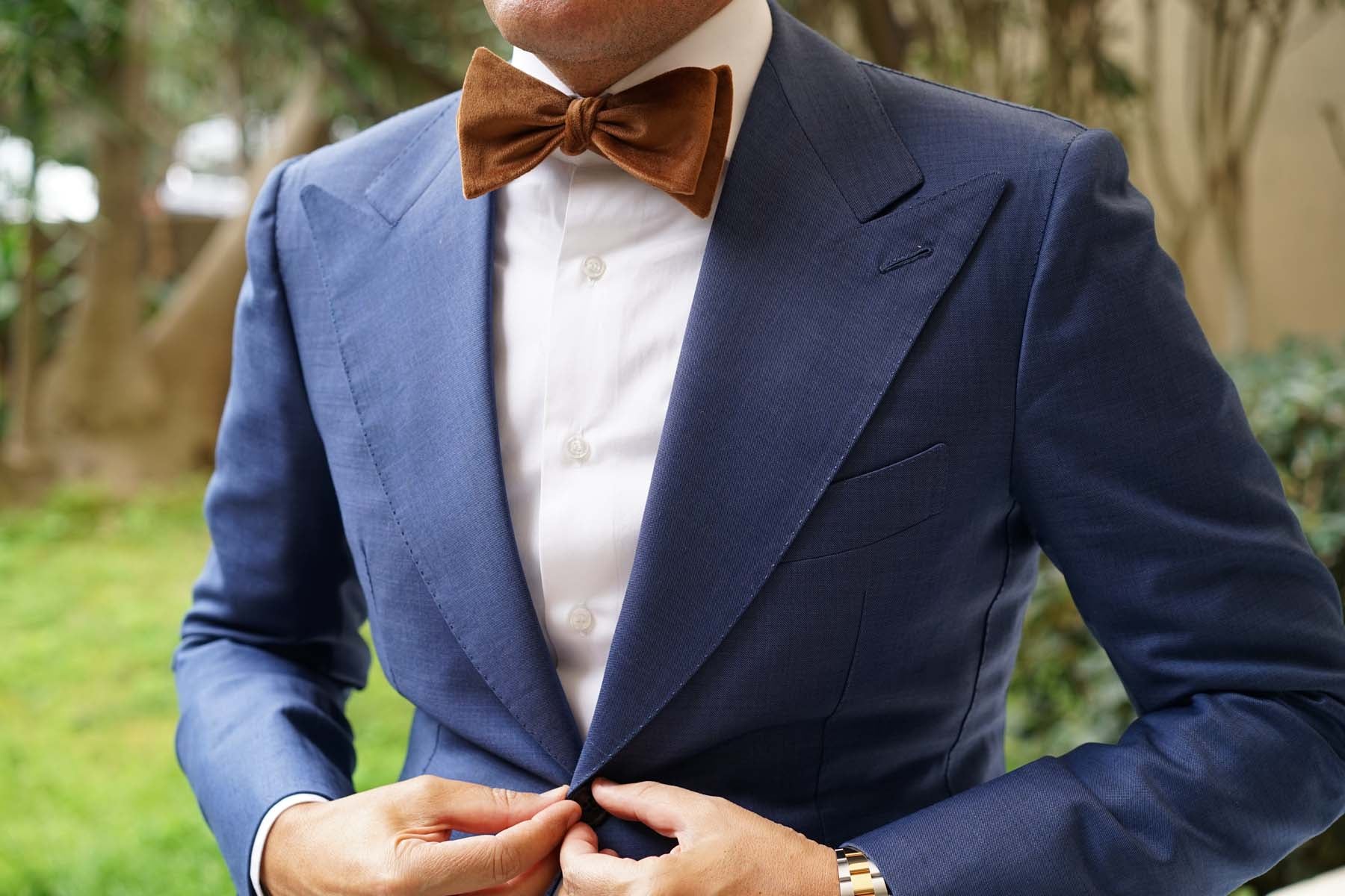 Brown Velvet Self Bow Tie