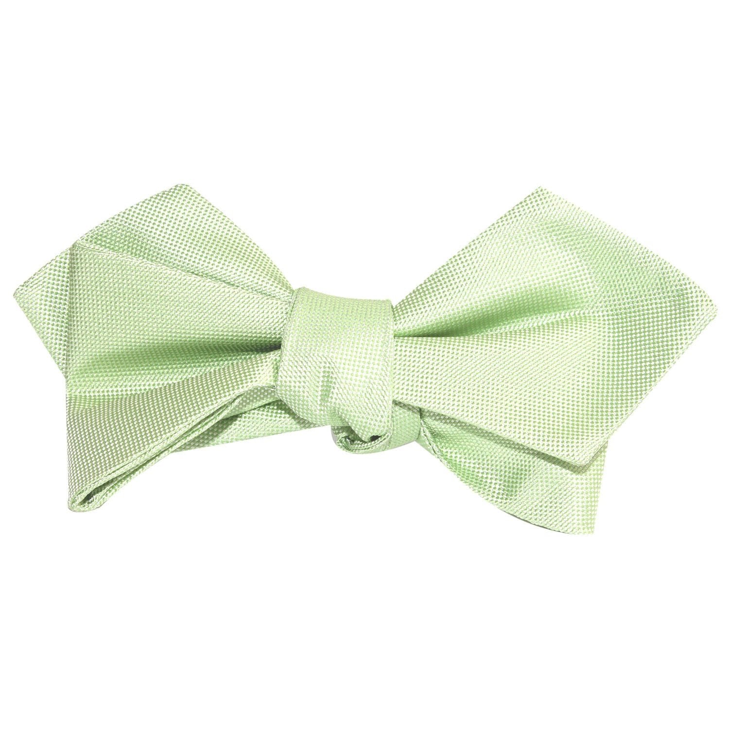 Light Mint Pistachio Green Self Tie Diamond Tip Bow Tie