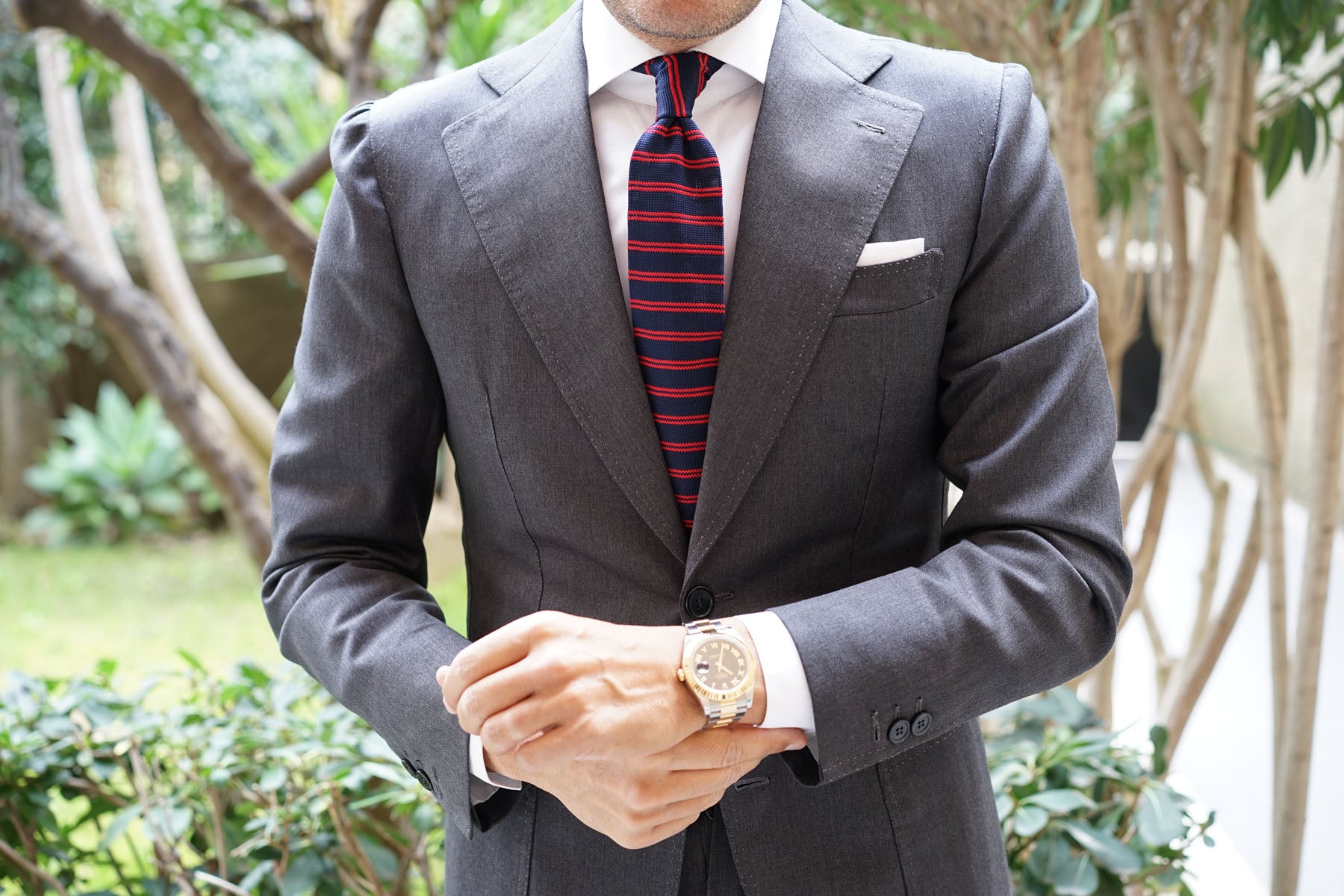 La Phoenix Striped Knitted Tie