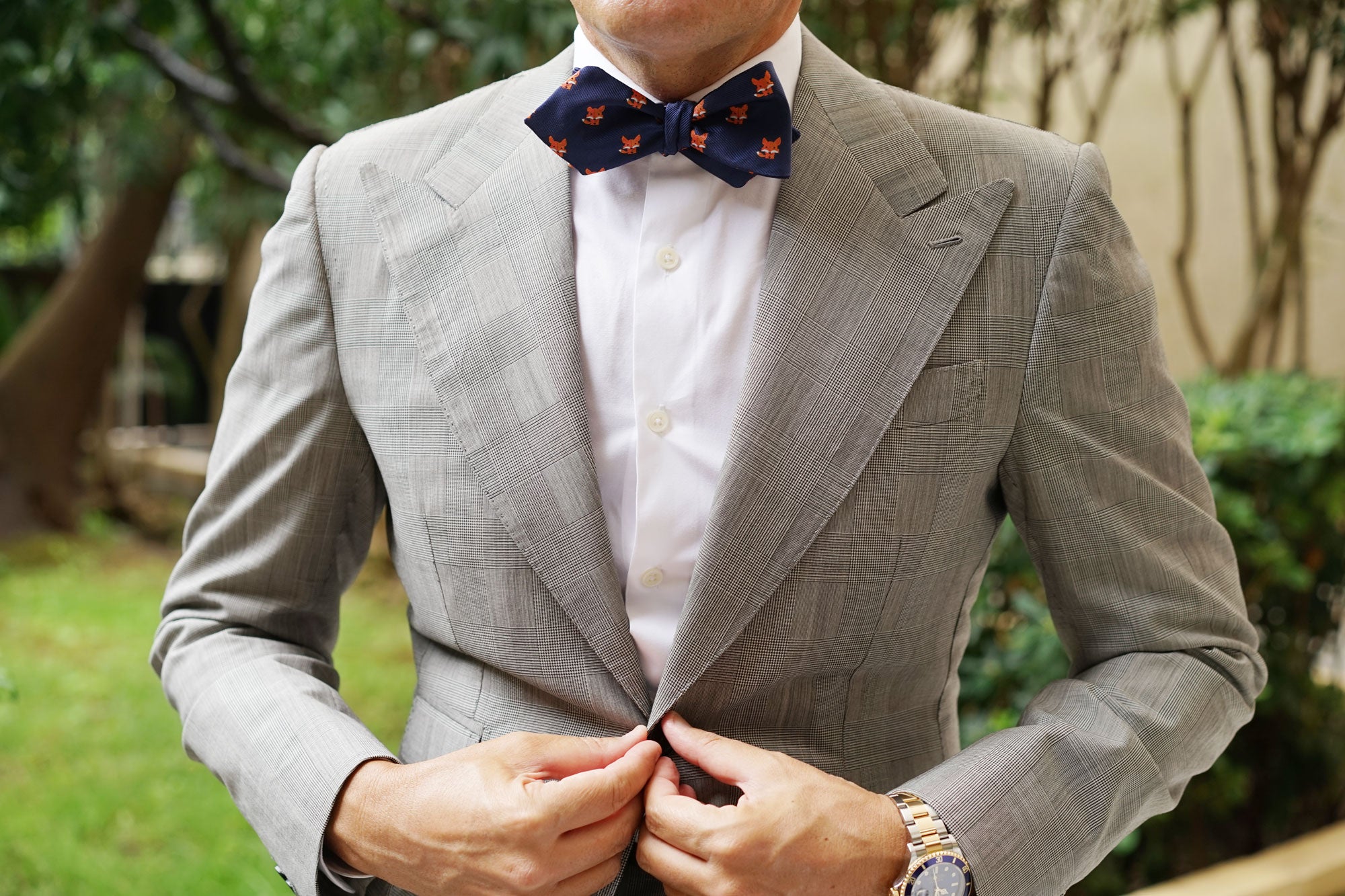 North American Kit Fox Diamond Self Bow Tie