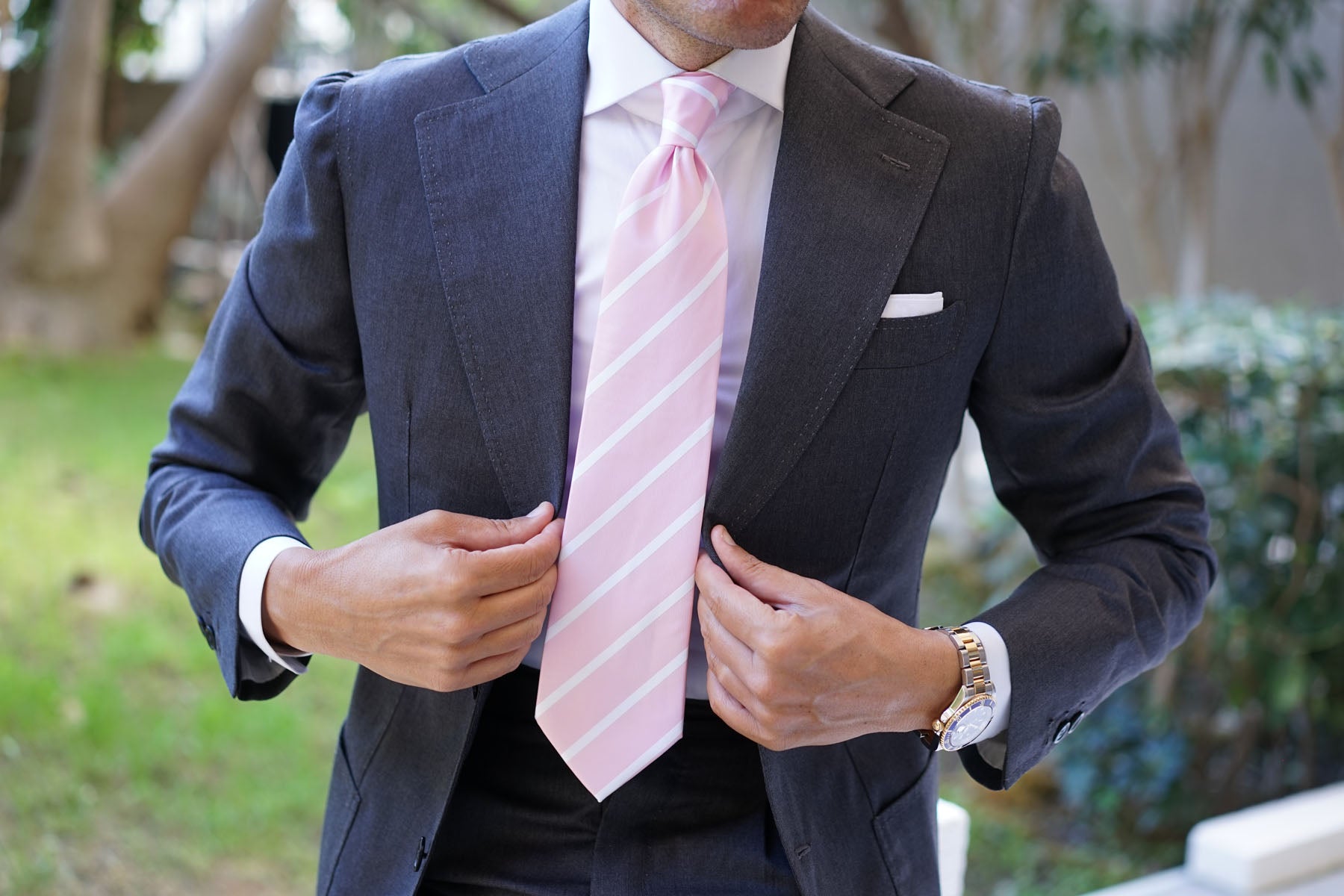 Rose Pink Striped Necktie