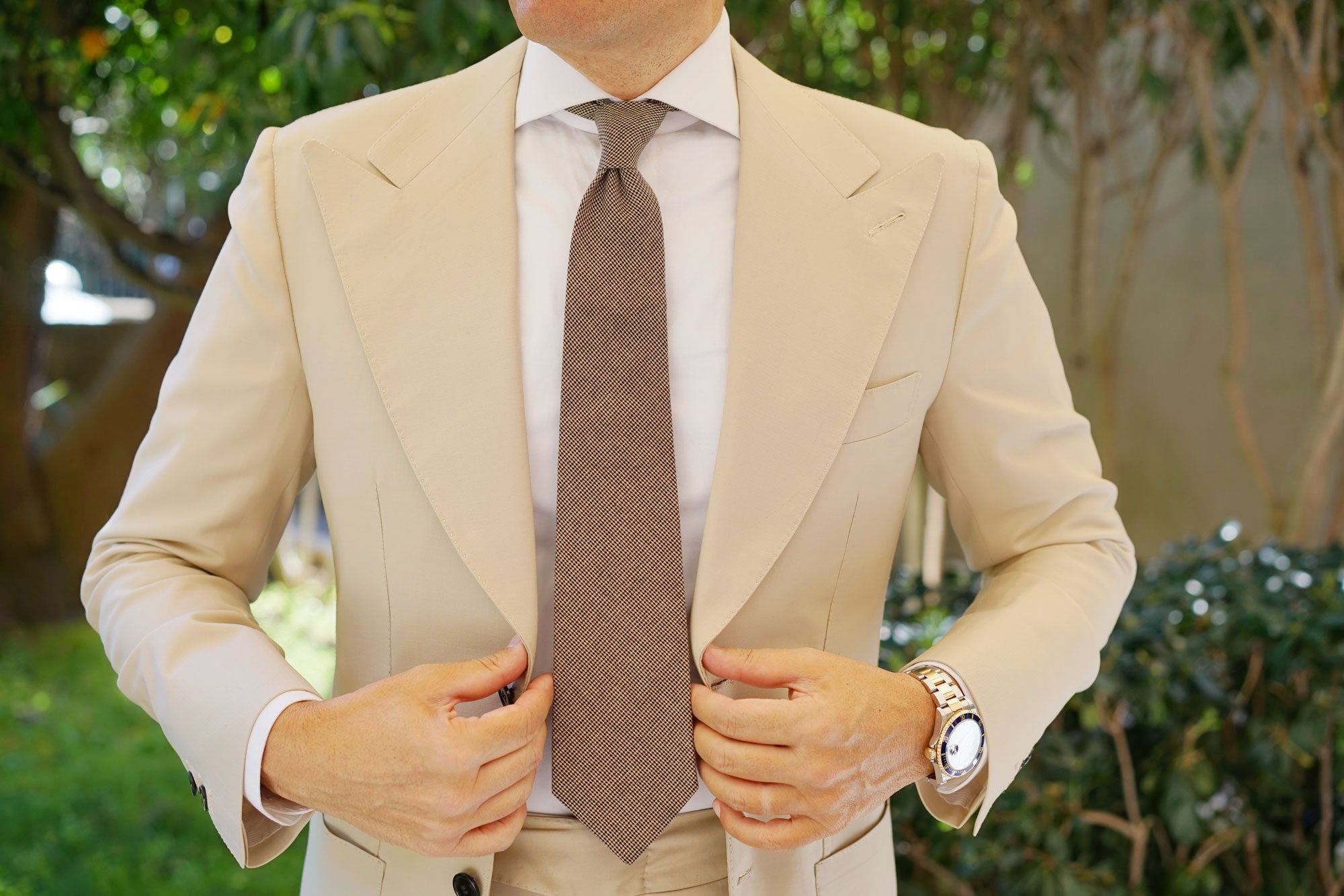 Khaki Black Houndstooth Blend Tie