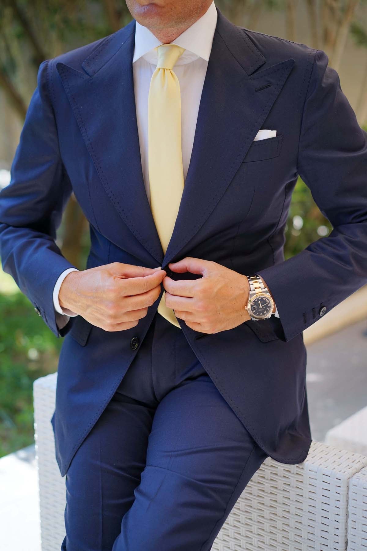 Canary Blush Yellow Weave Skinny Tie