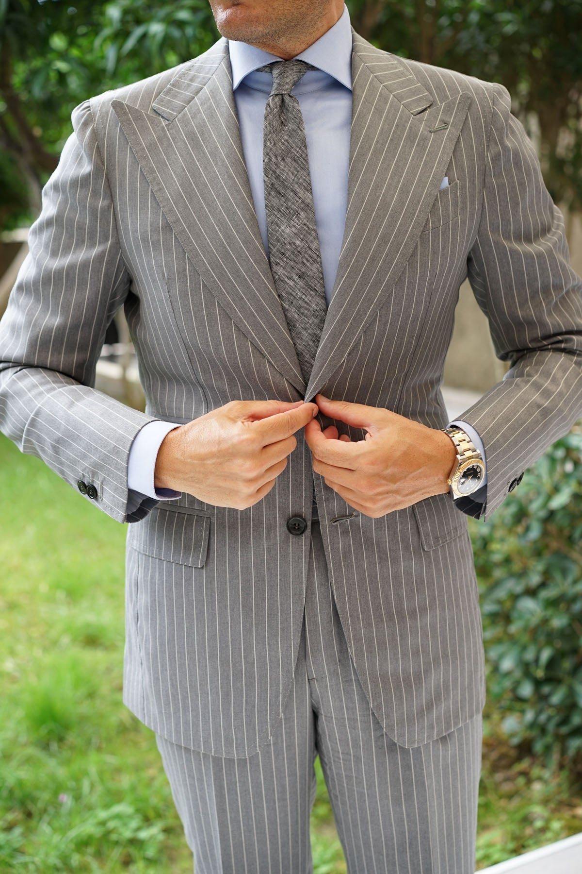 Black Linen Chambray Skinny Tie