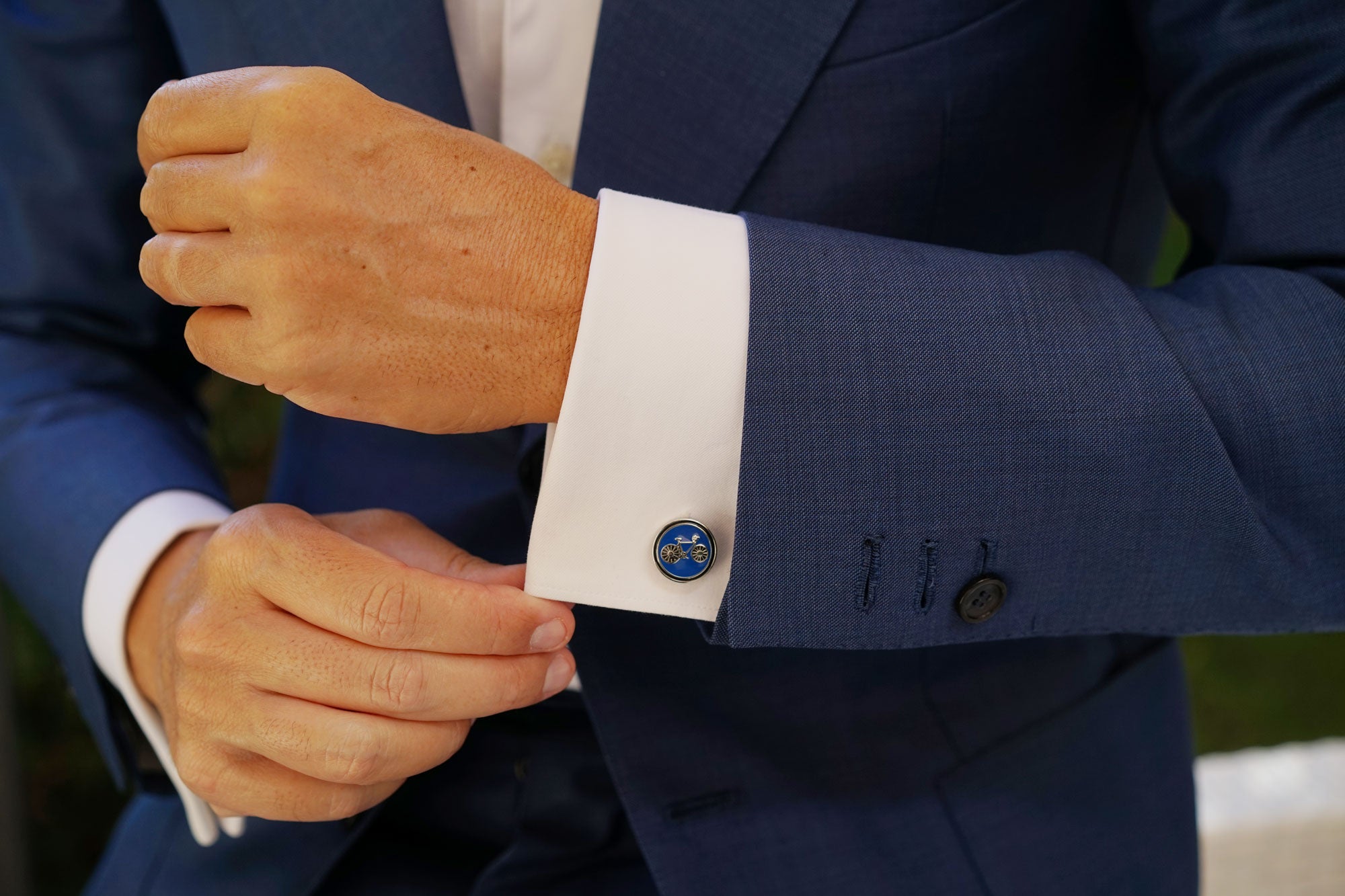 French Blue Bicycle Cufflinks