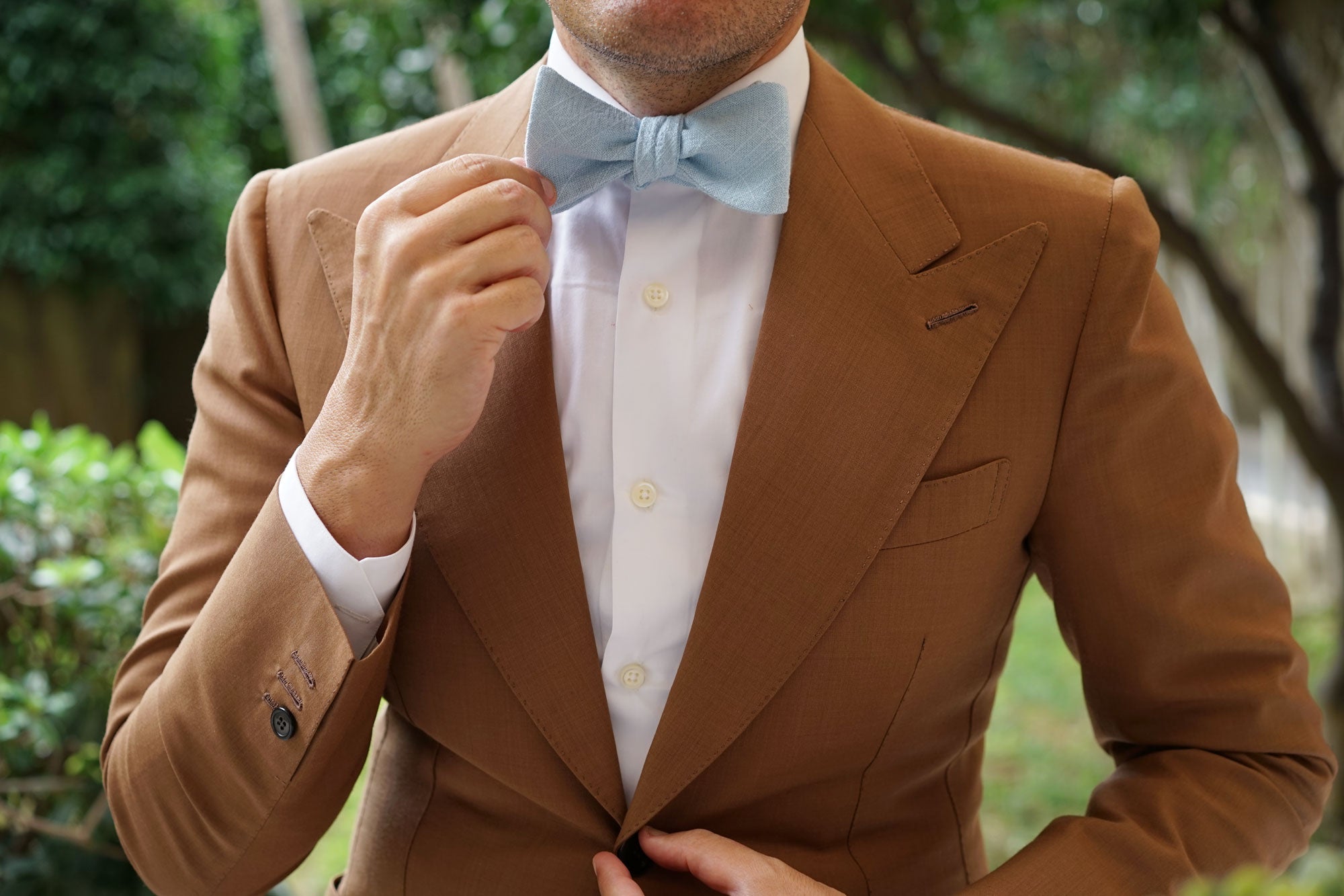 Argentinian Ice Blue Linen Self Bow Tie