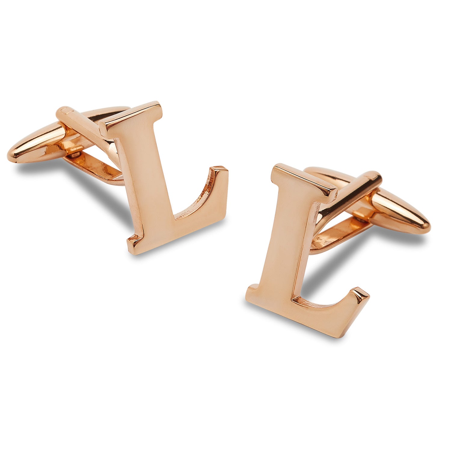 Rose Gold Letter L Cufflinks