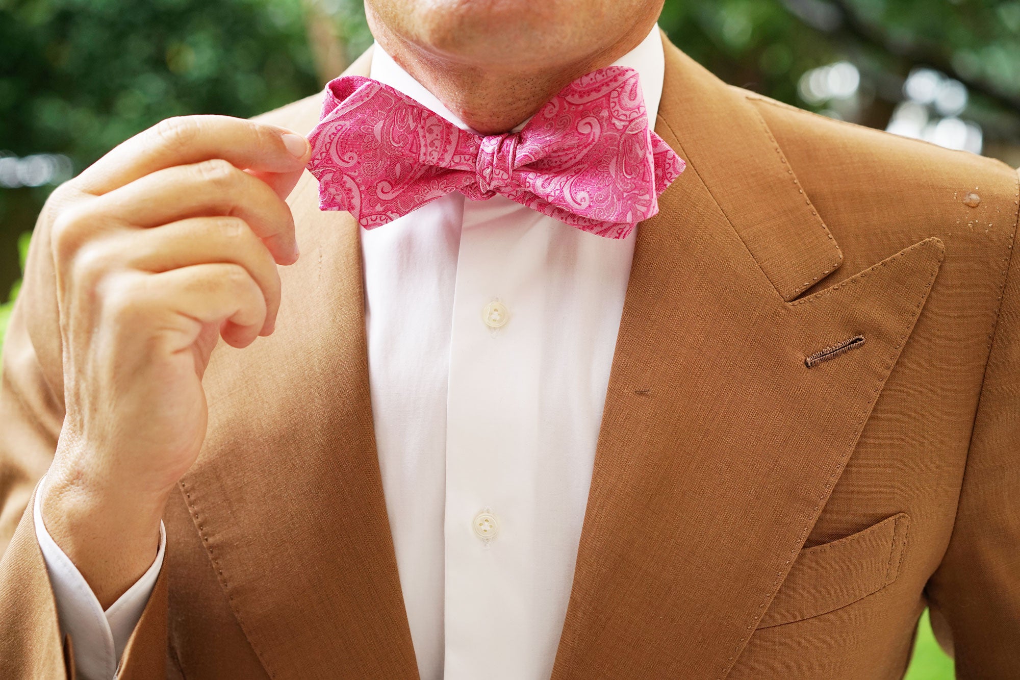 Paisley Pink Self Tie Diamond Tip Bow Tie