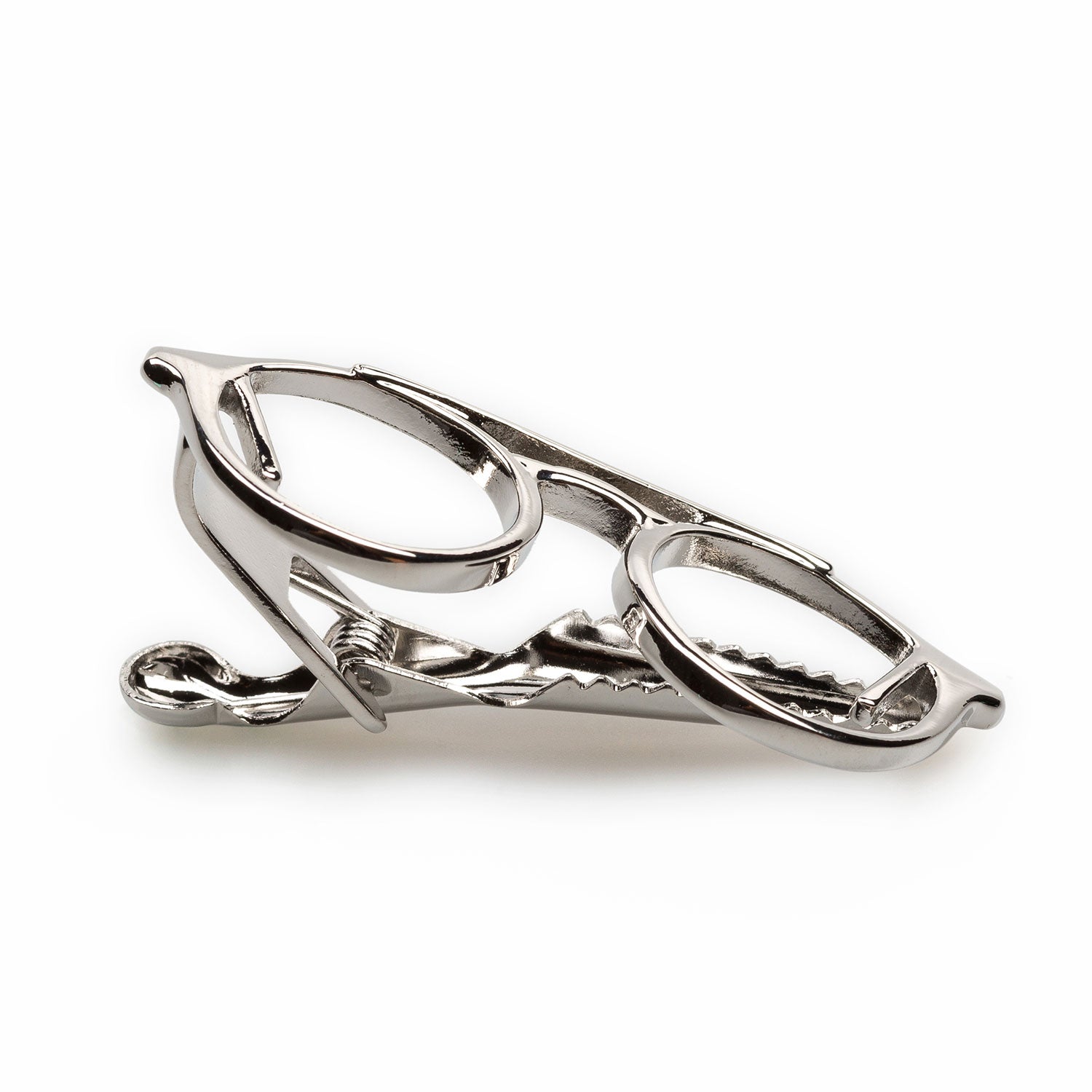 Silver Glasses Tie Bar