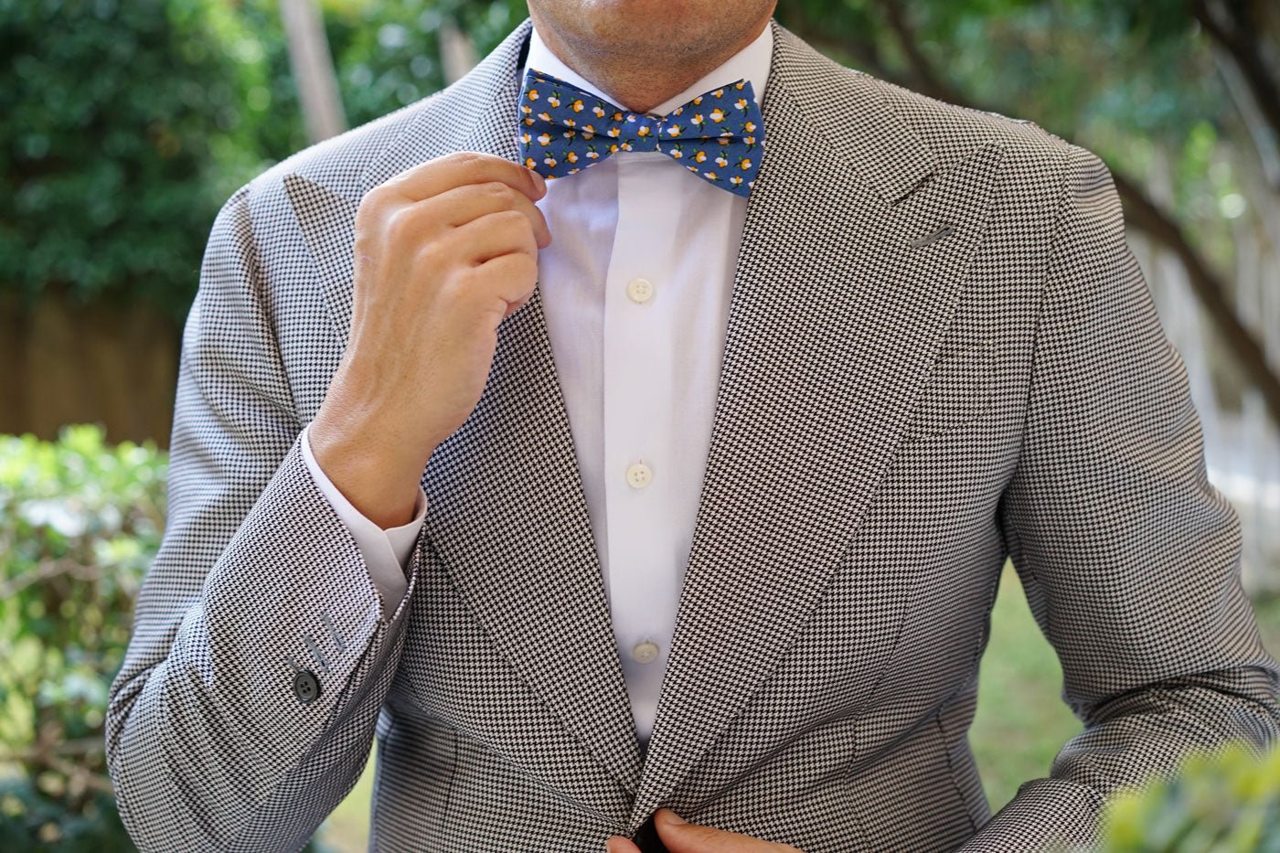 Iwaki Blue Petunia Floral Bow Tie